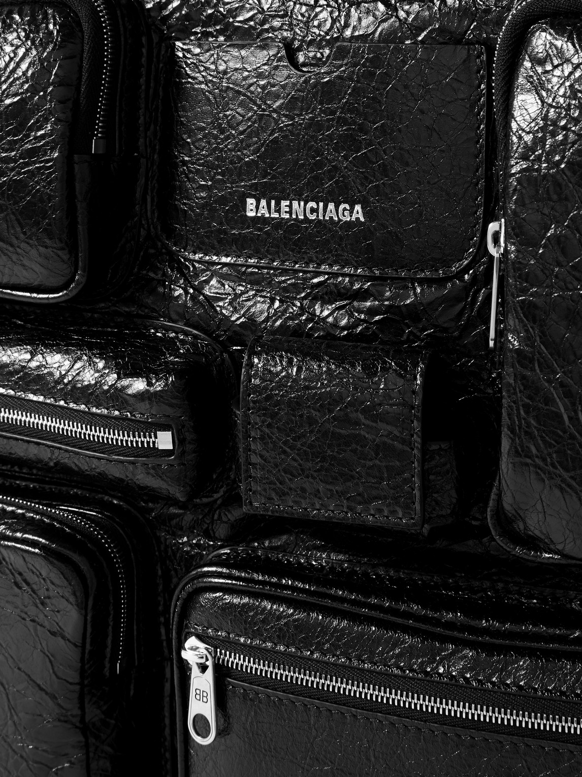 Shop Balenciaga Superbusy Large Cracked-leather Tote Bag In Black