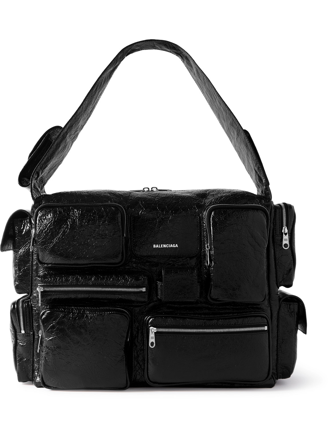 Balenciaga Men's Superbusy Leather Multi-pocket Sling Bag, Large In Black