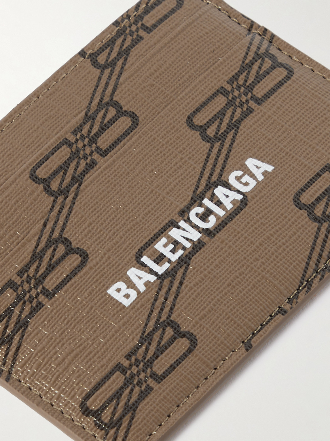 Shop Balenciaga Logo-print Coated-canvas Cardholder In Brown