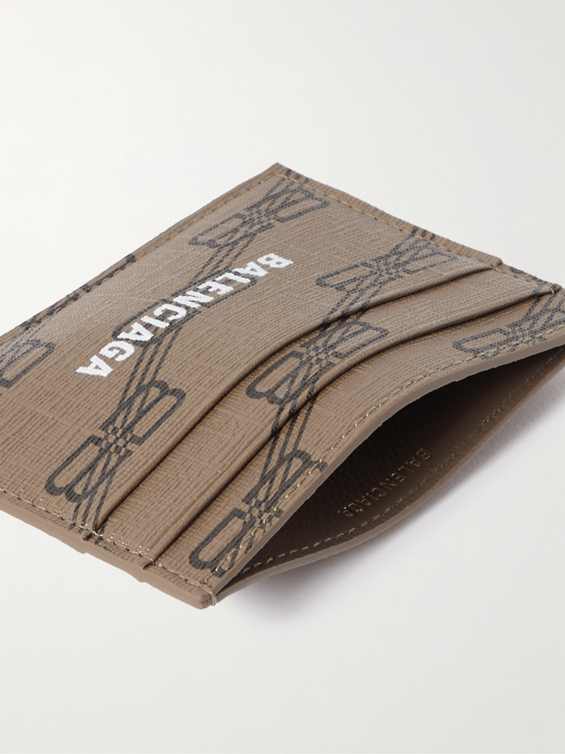 Shop Balenciaga Logo-print Coated-canvas Cardholder In Brown
