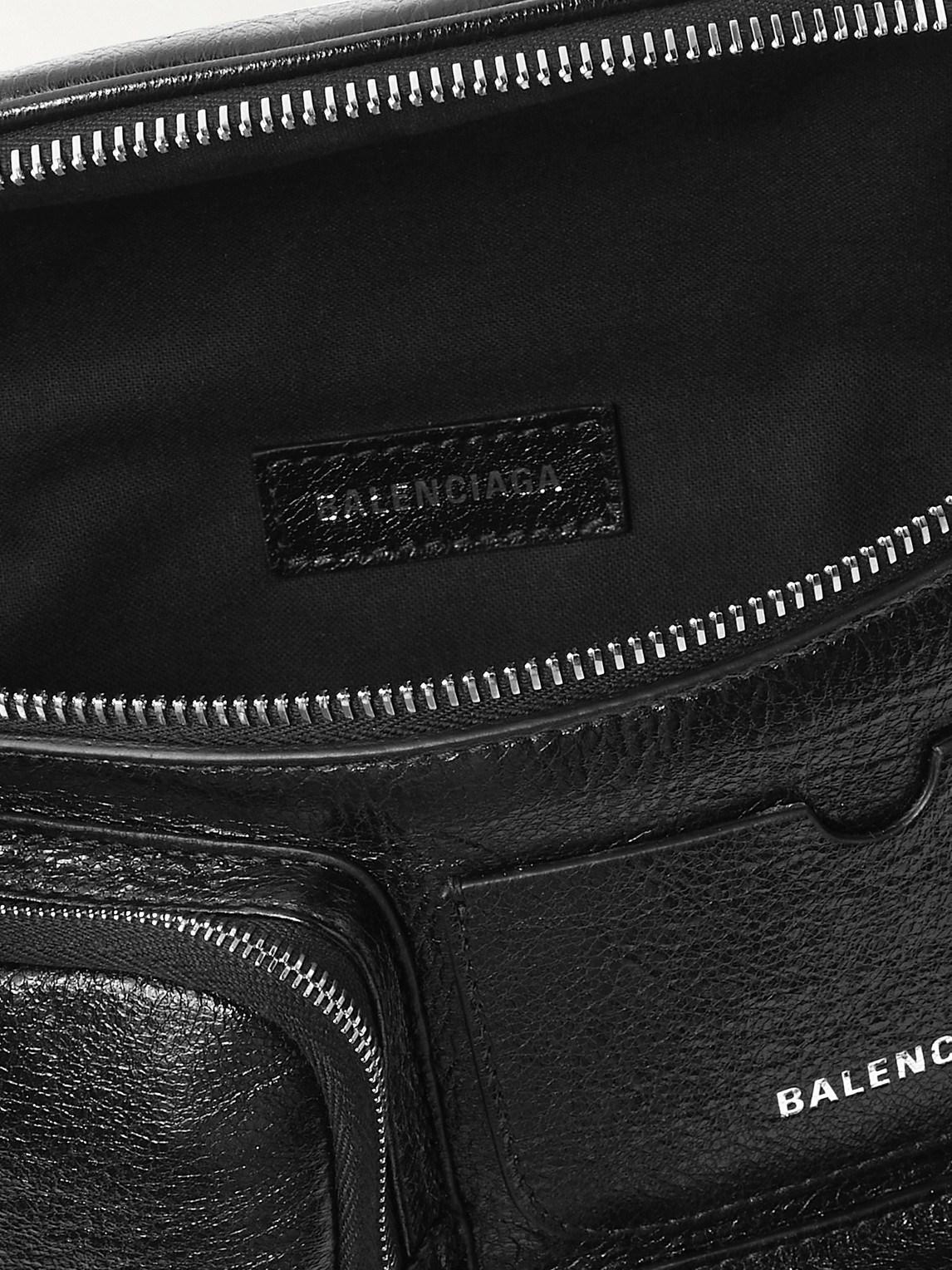 Shop Balenciaga Superbusy Full-grain Leather Belt Bag In Black