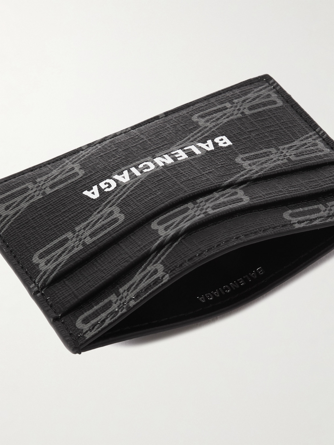  Balenciaga - Logo-print Coated-canvas Cardholder - Men - Black 