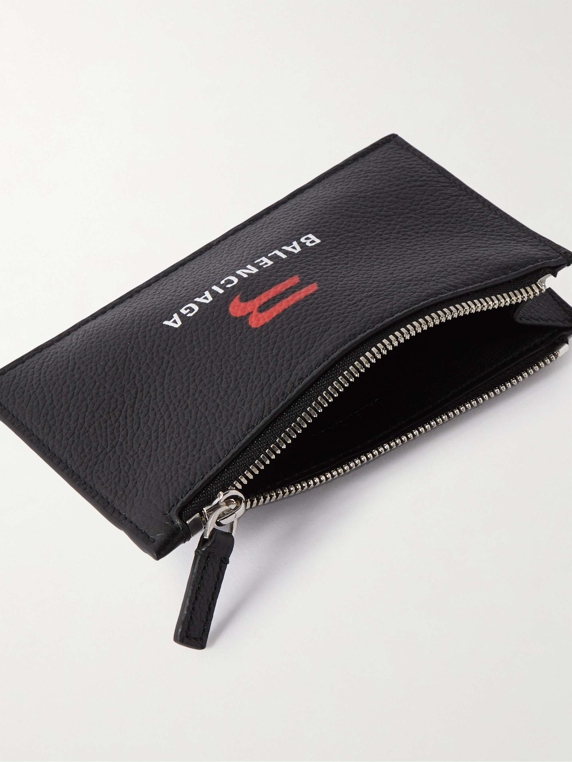 BALENCIAGA Logo-Print Full-Grain Leather Paper Money Cardholder