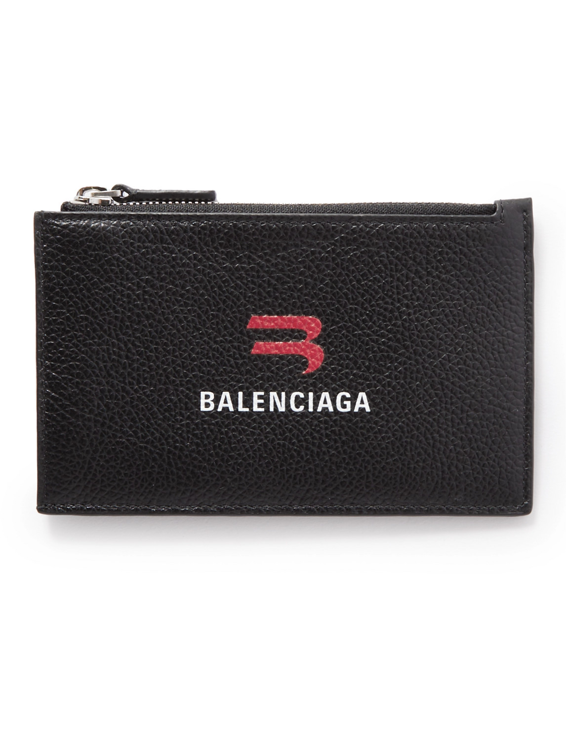 Balenciaga Logo-print Full-grain Leather Paper Money Cardholder In Black