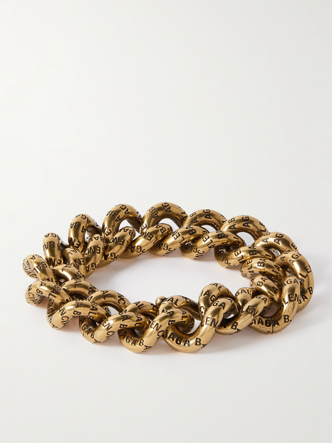 Shop Balenciaga Logo-engraved Gold-tone Bracelet