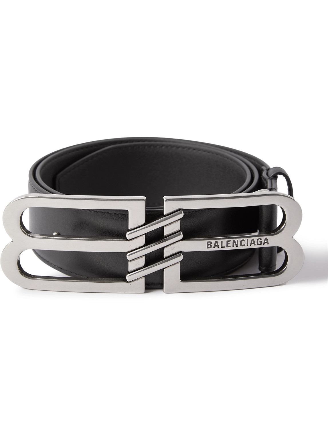 Balenciaga 4cm Logo-embellished Leather Belt In Black