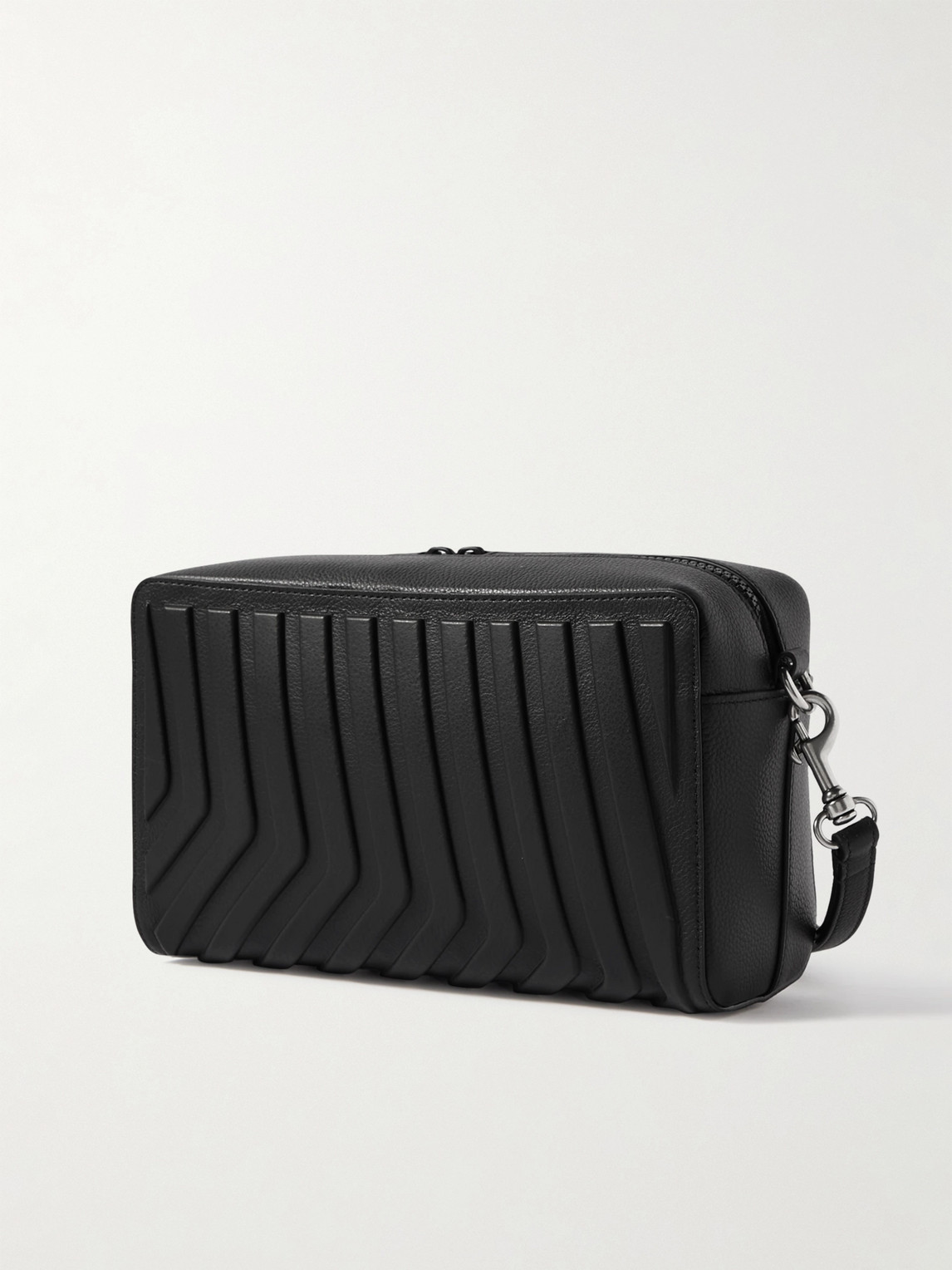 Balenciaga Car Logo-print Embossed Full-grain Leather Wash Bag In Black
