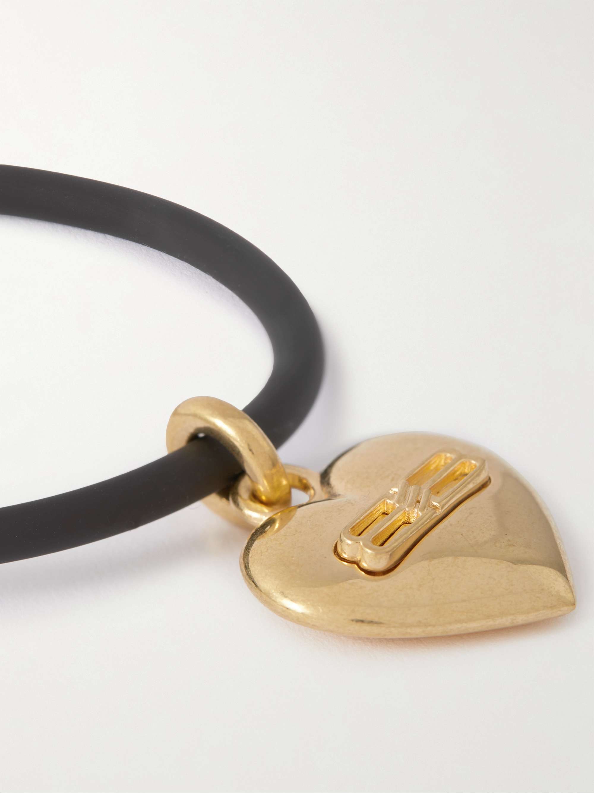 BALENCIAGA Gold-Tone and Rubber Bracelet