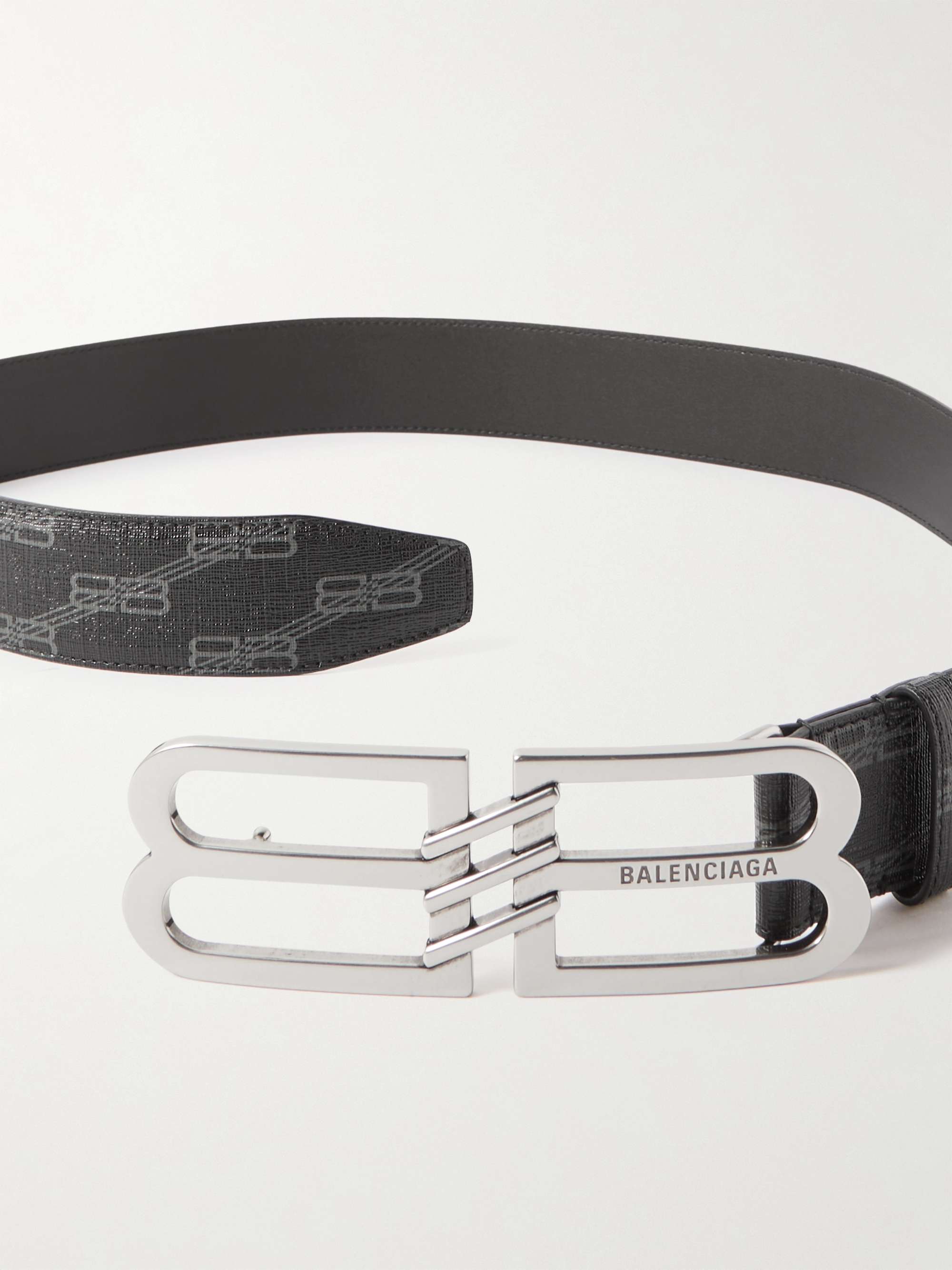 Balenciaga Reversible monogram-pattern Belt - 1060 - BlackBlackGrey