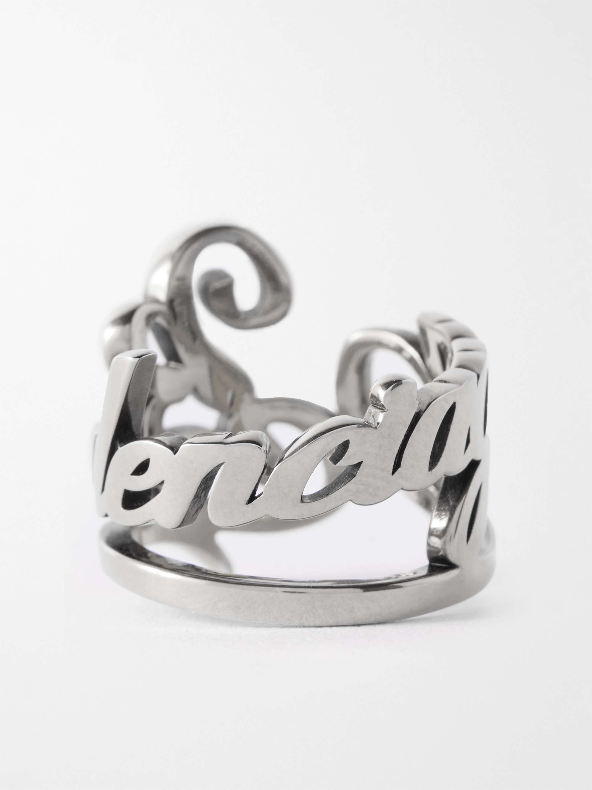 BALENCIAGA Typo Silver Tone Ring for Men MR PORTER