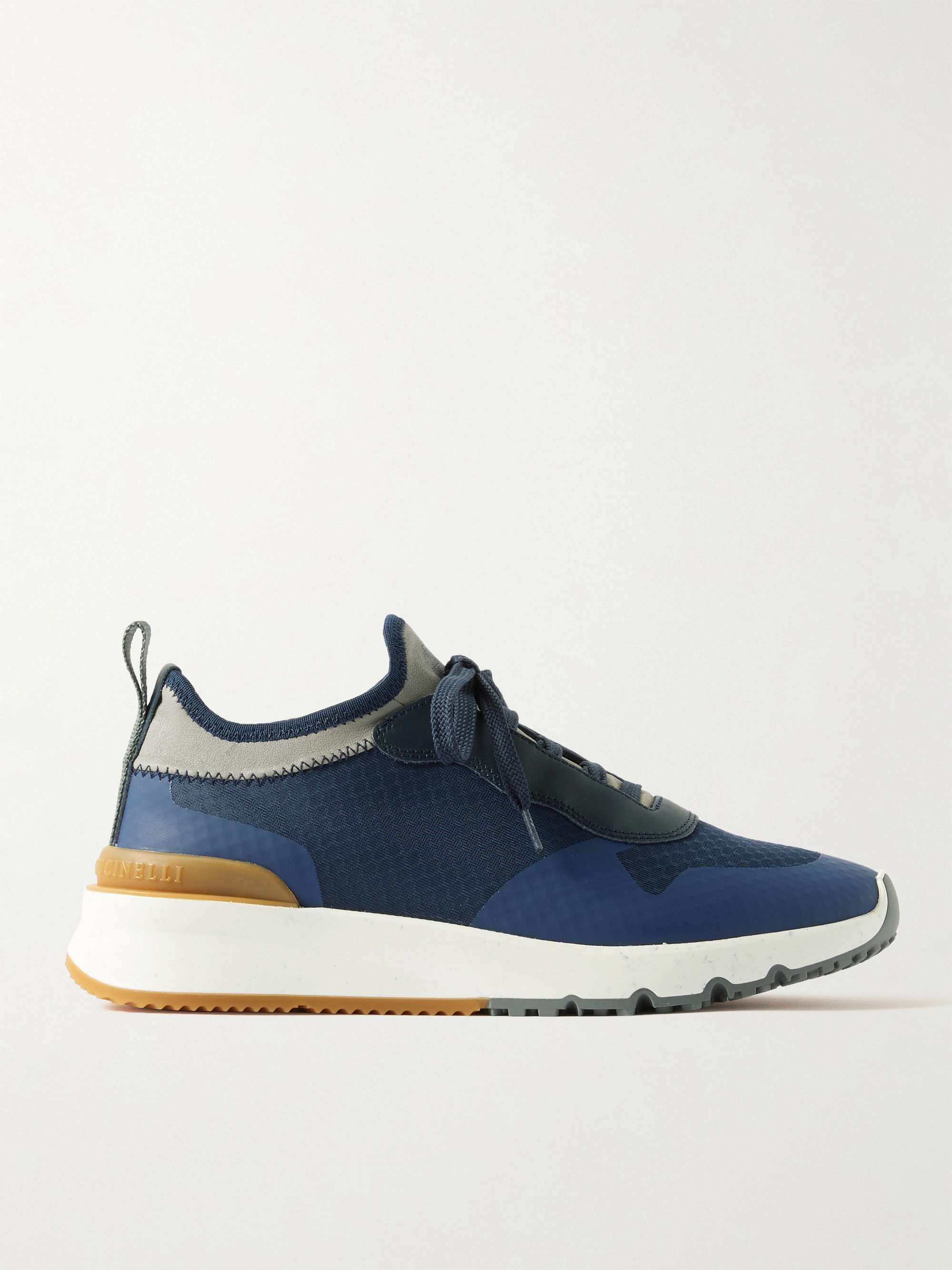 BRUNELLO CUCINELLI and Rubber-Trimmed Stretch-Knit Sneakers for Men | MR PORTER