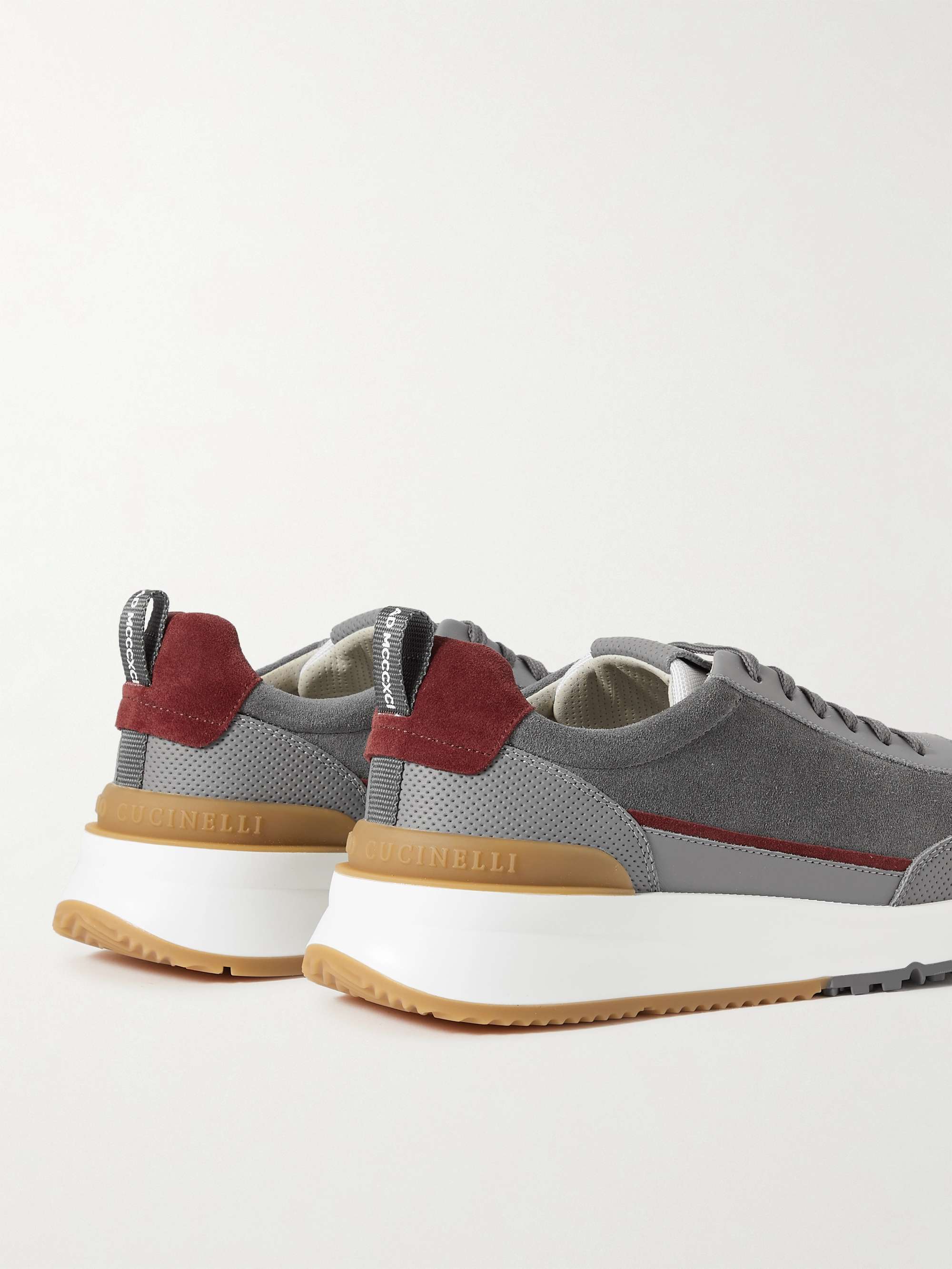 BRUNELLO CUCINELLI Leather-Trimmed Suede Sneakers