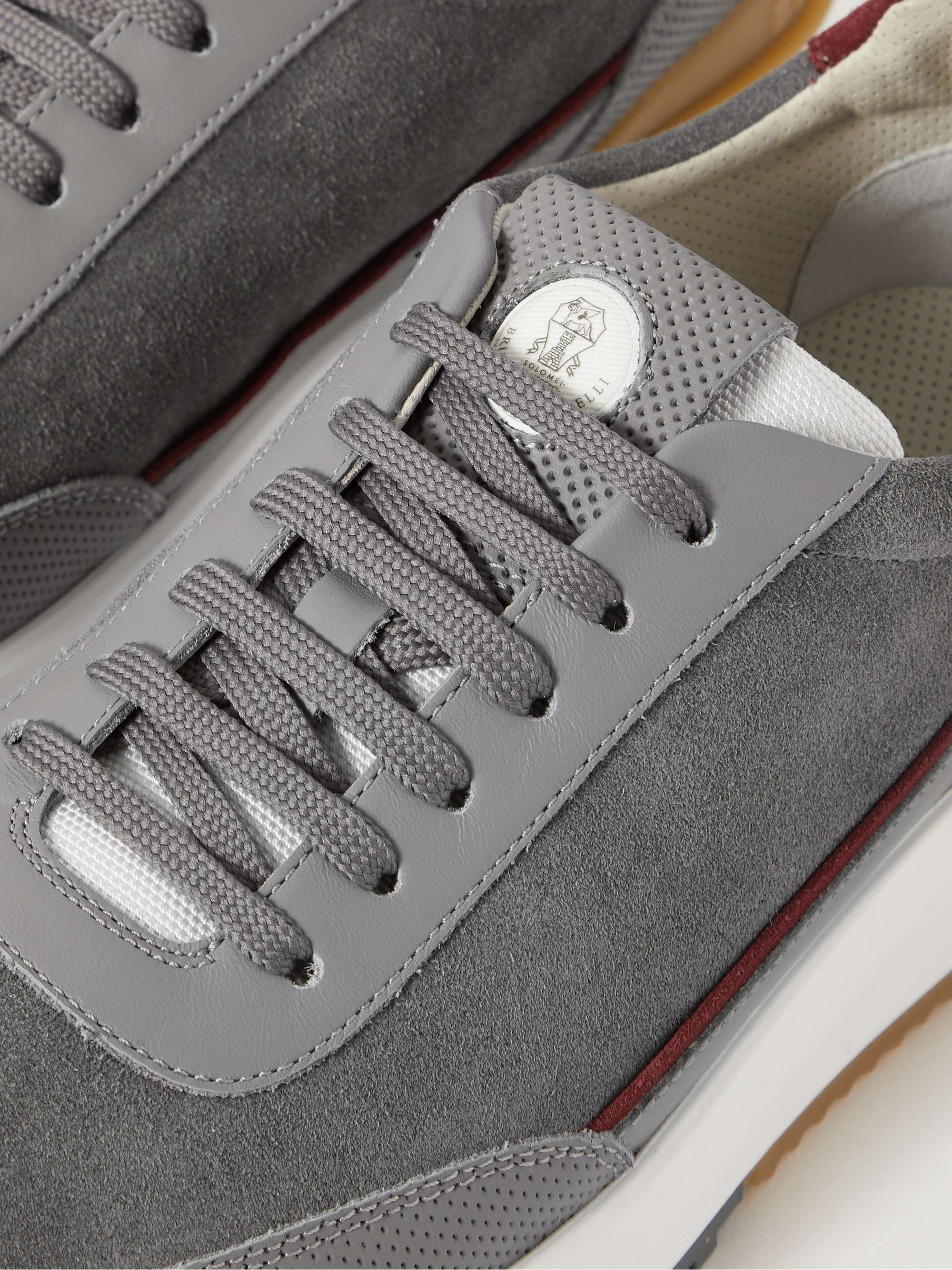 BRUNELLO CUCINELLI Leather-Trimmed Suede Sneakers