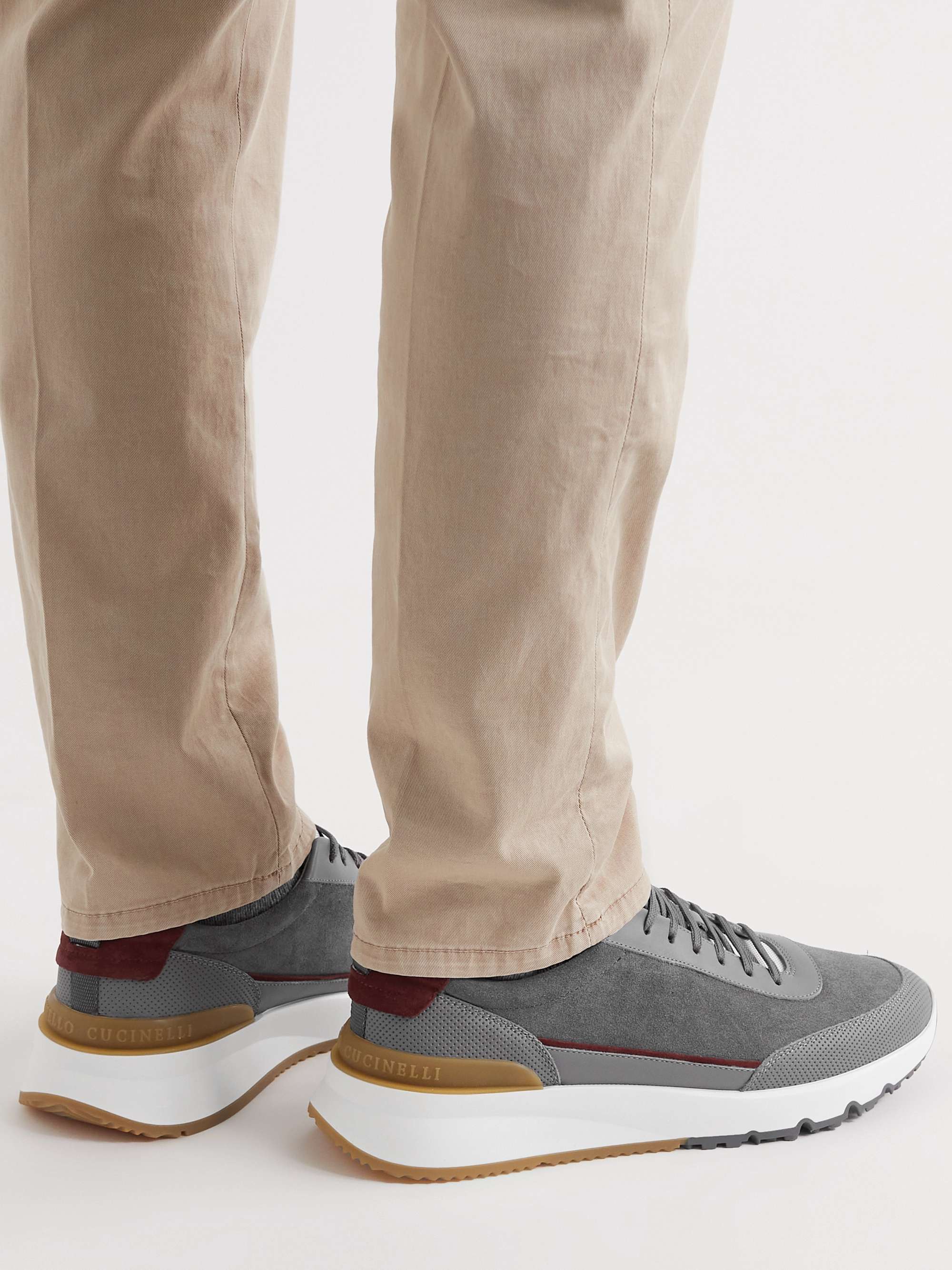 BRUNELLO CUCINELLI Leather-Trimmed Suede Sneakers