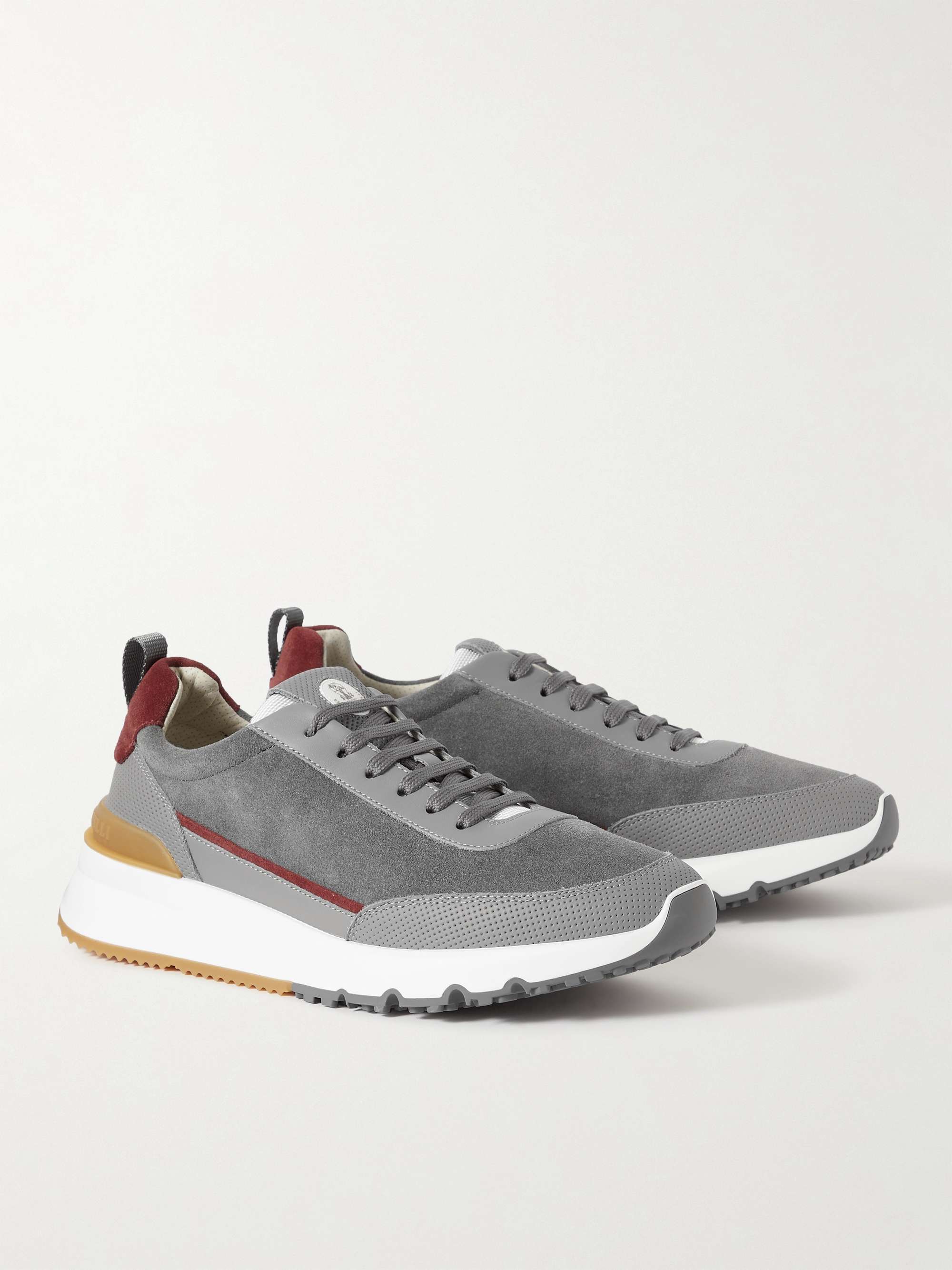 BRUNELLO CUCINELLI Leather-Trimmed Suede Sneakers