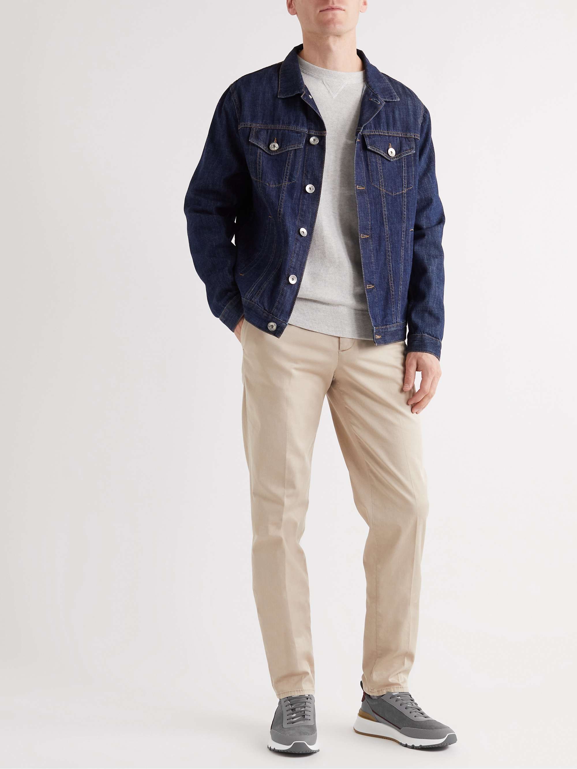 BRUNELLO CUCINELLI Leather-Trimmed Suede Sneakers