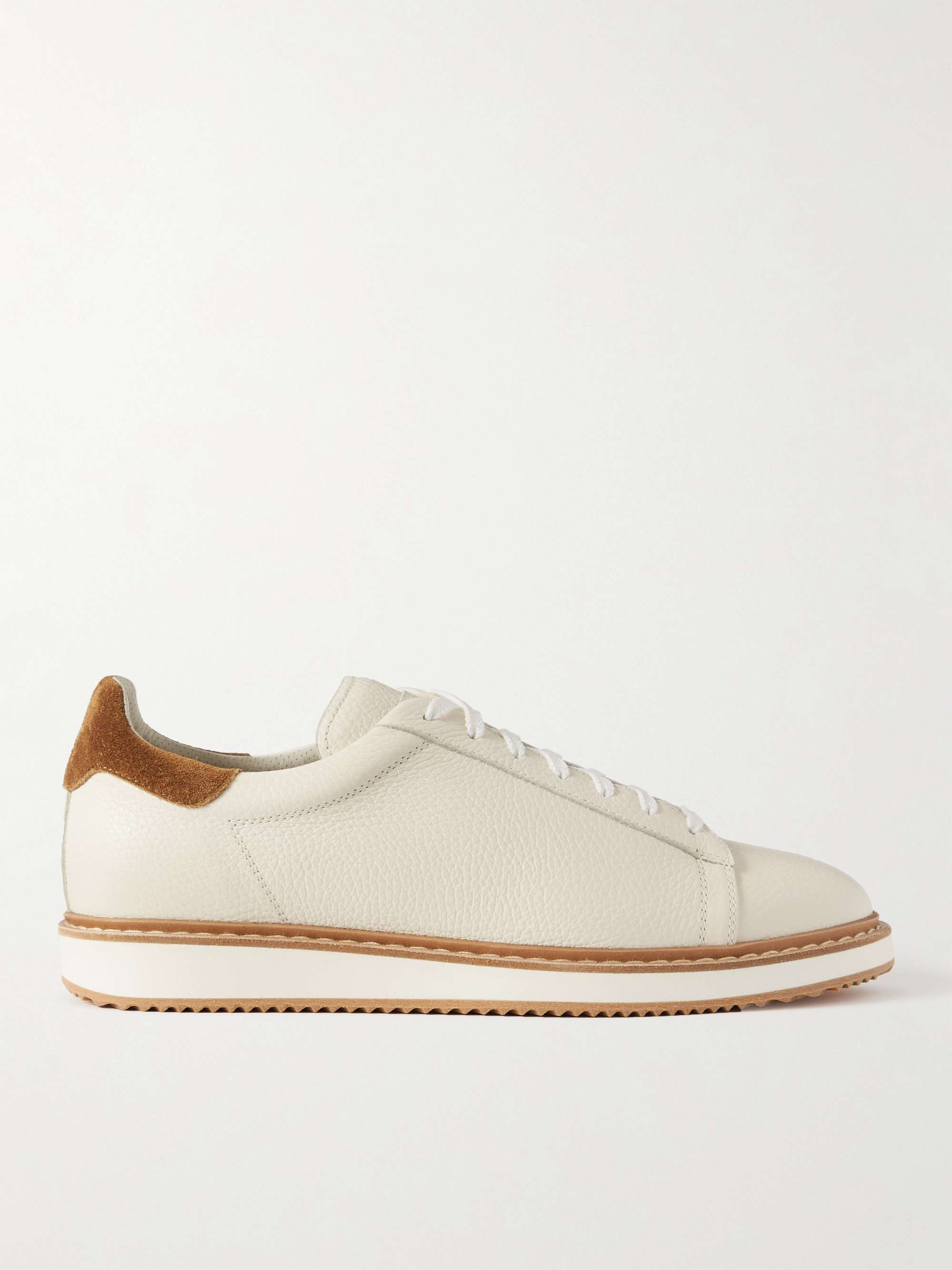 Defilé storm Eerbetoon BRUNELLO CUCINELLI Full-Grain Suede-Trimmed Leather Sneakers | MR PORTER