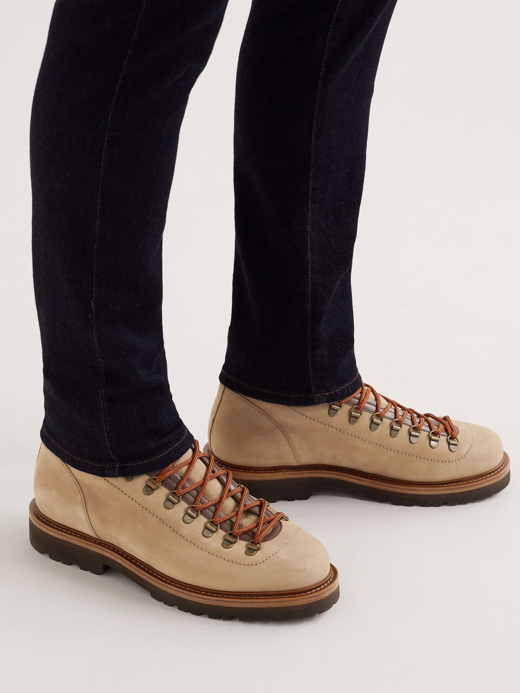 BRUNELLO CUCINELLI Merino Wool-Lined Nubuck Hiking Boots