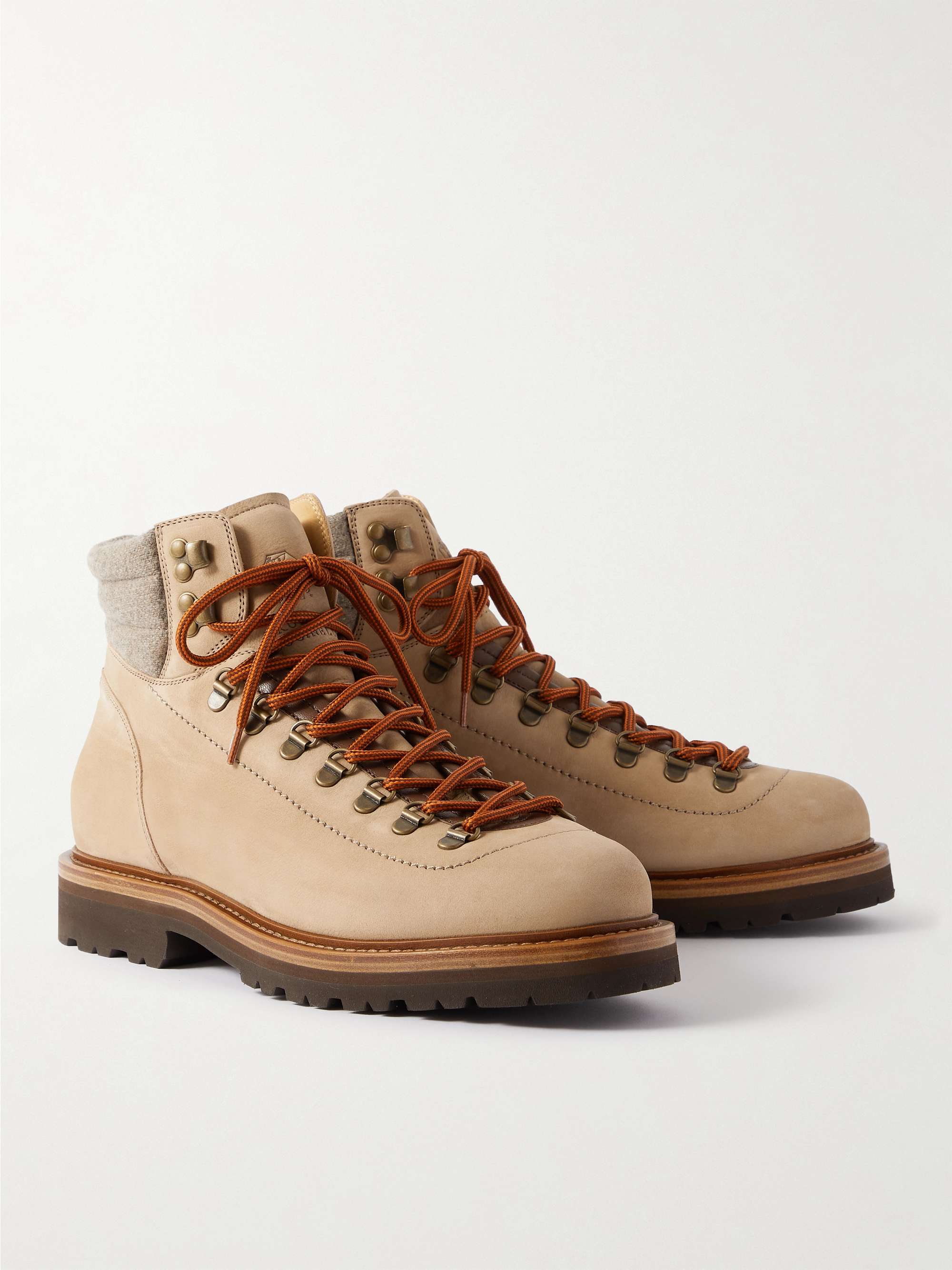 BRUNELLO CUCINELLI Merino Wool-Lined Nubuck Hiking Boots