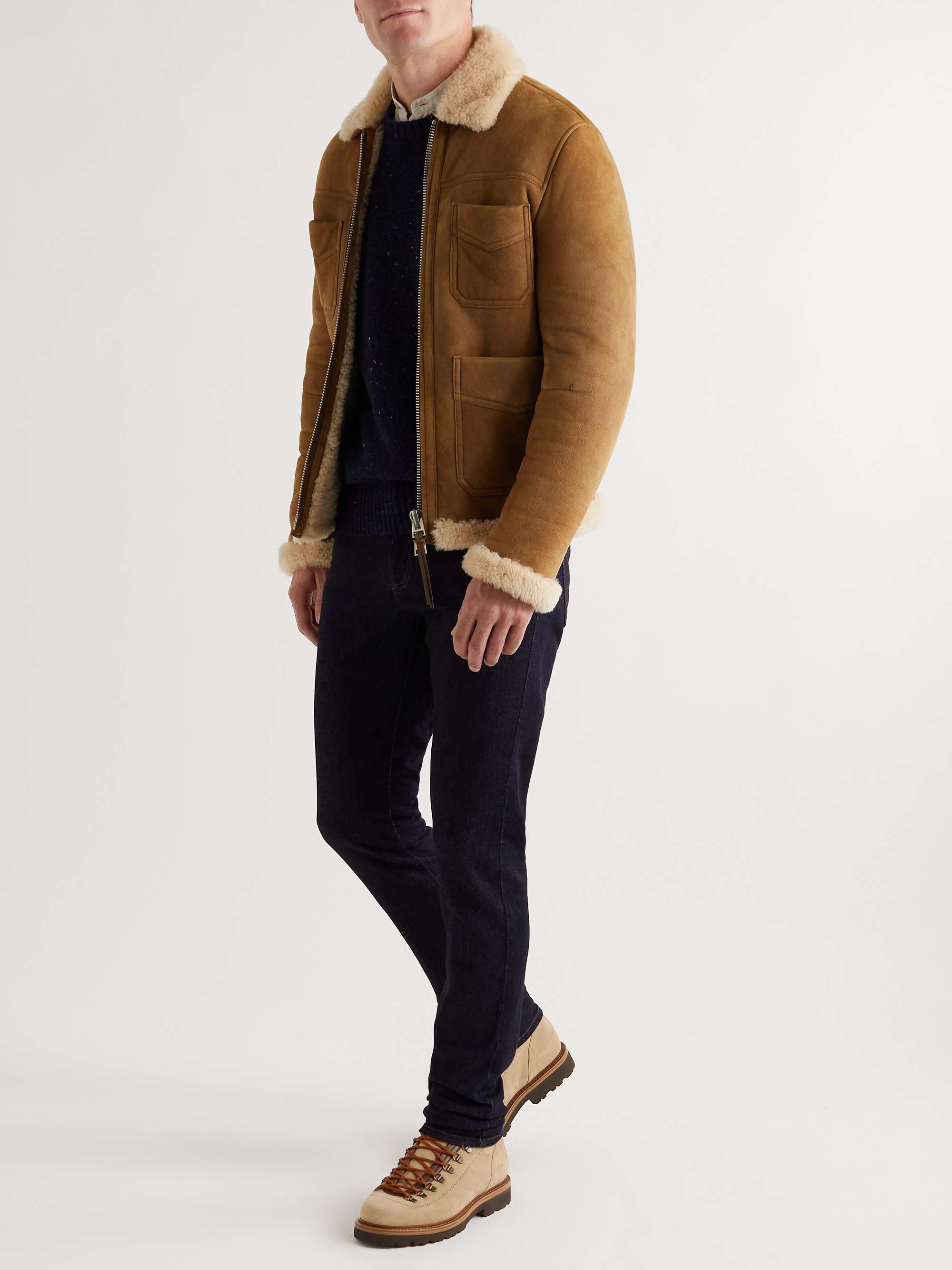 Brunello Cucinelli Men's Shearling-Lined Suede Field Jacket