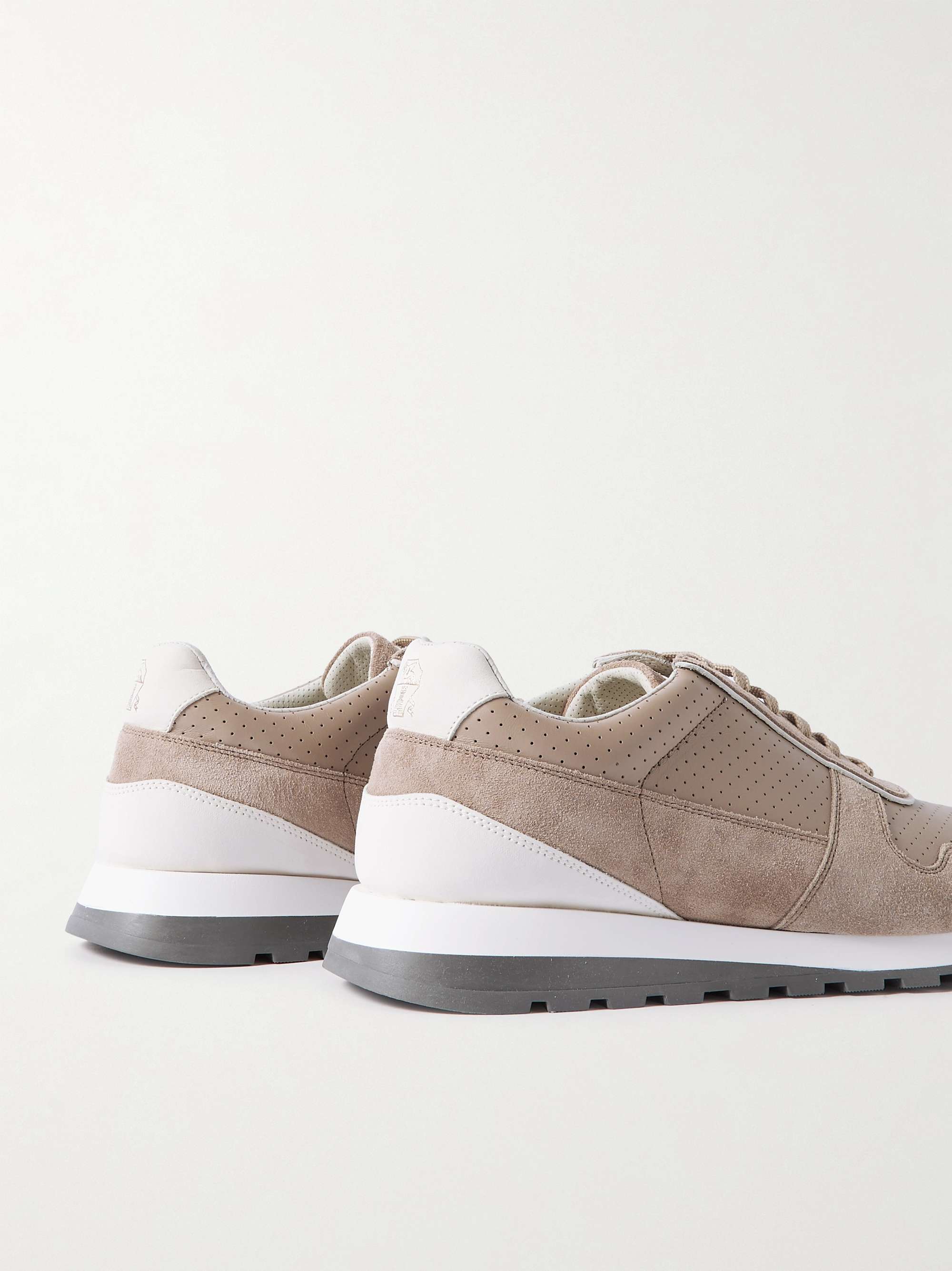BRUNELLO CUCINELLI Perforated Leather and Suede Sneakers