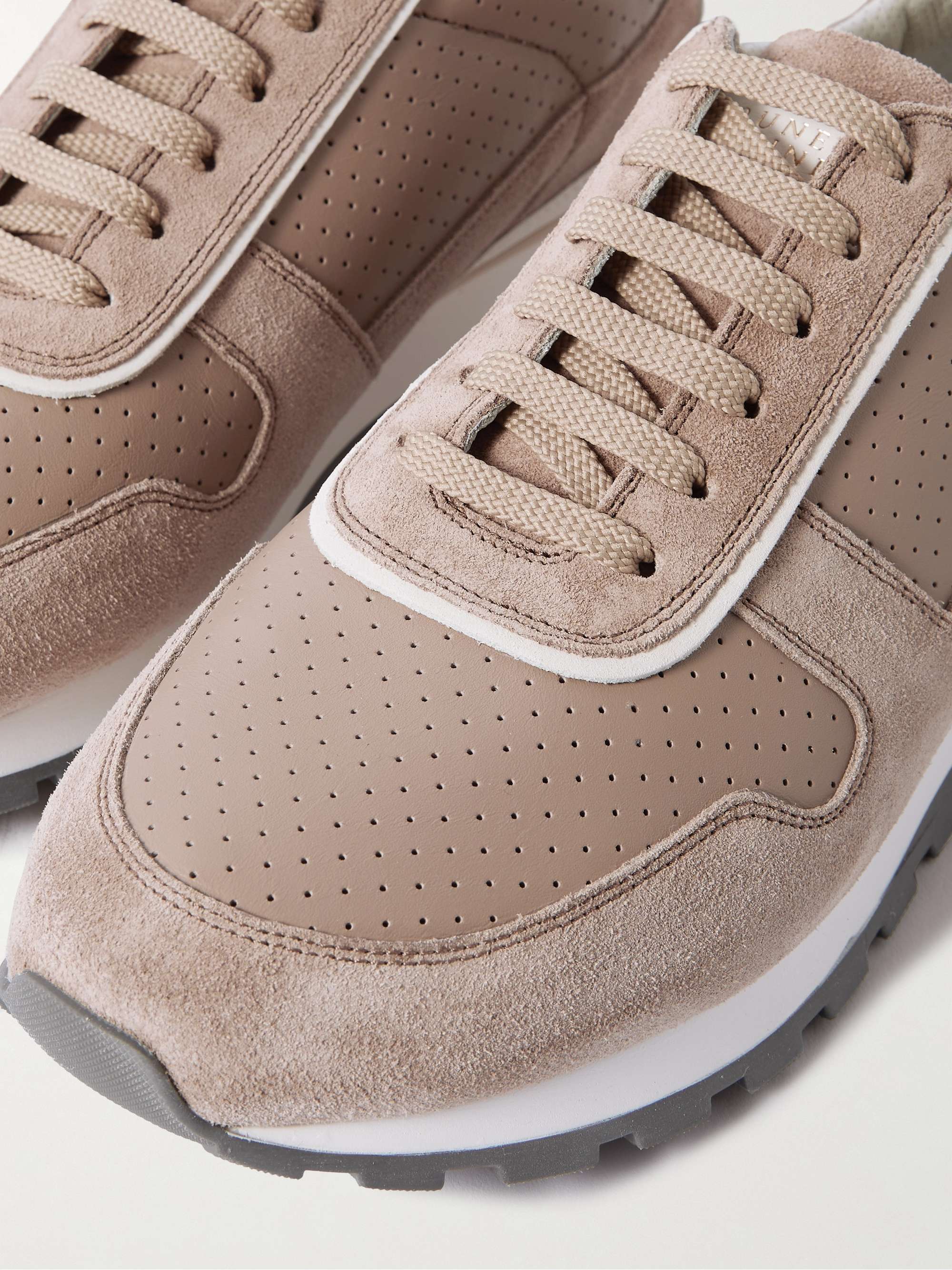 BRUNELLO CUCINELLI Perforated Leather and Suede Sneakers