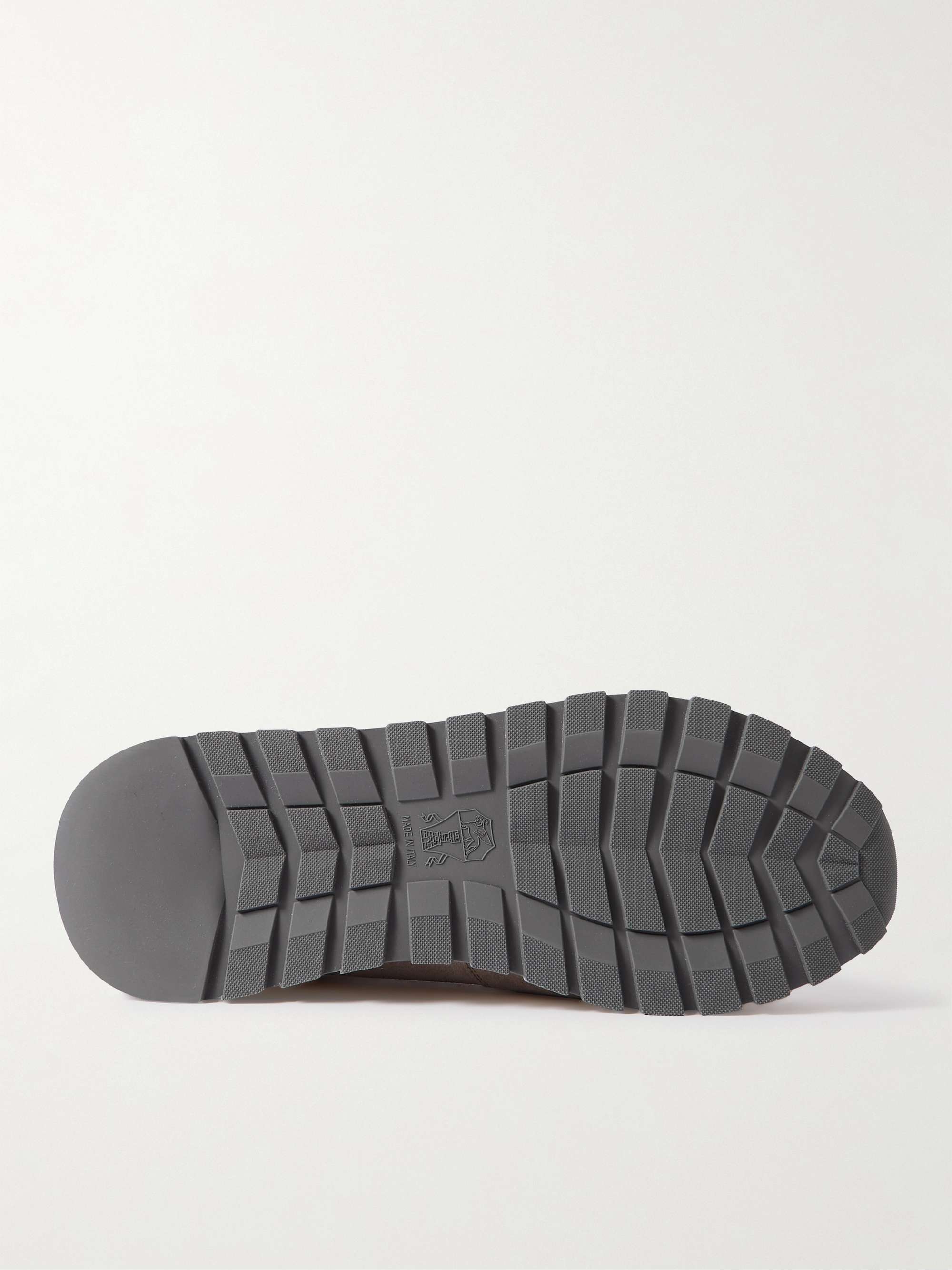 BRUNELLO CUCINELLI Perforated Leather and Suede Sneakers