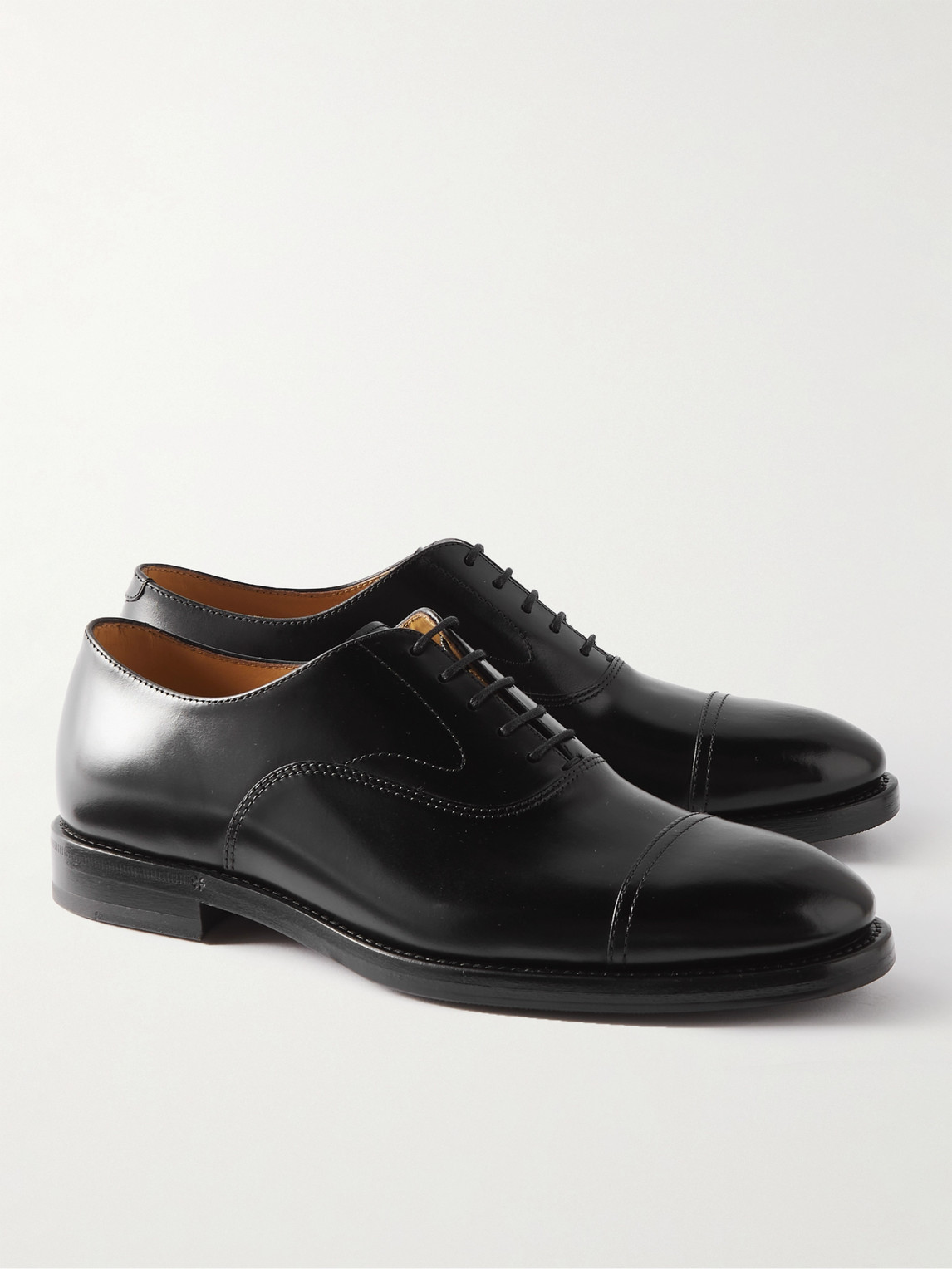 Shop Brunello Cucinelli Leather Oxford Shoes In Black