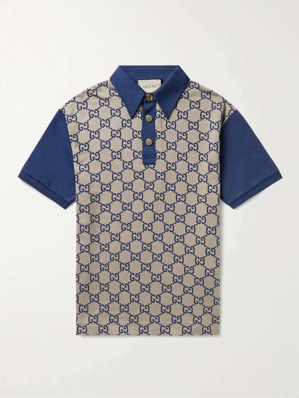 GUCCI Panelled Cotton-Jersey and Logo-Jacquard Silk-Blend Polo Shirt ...