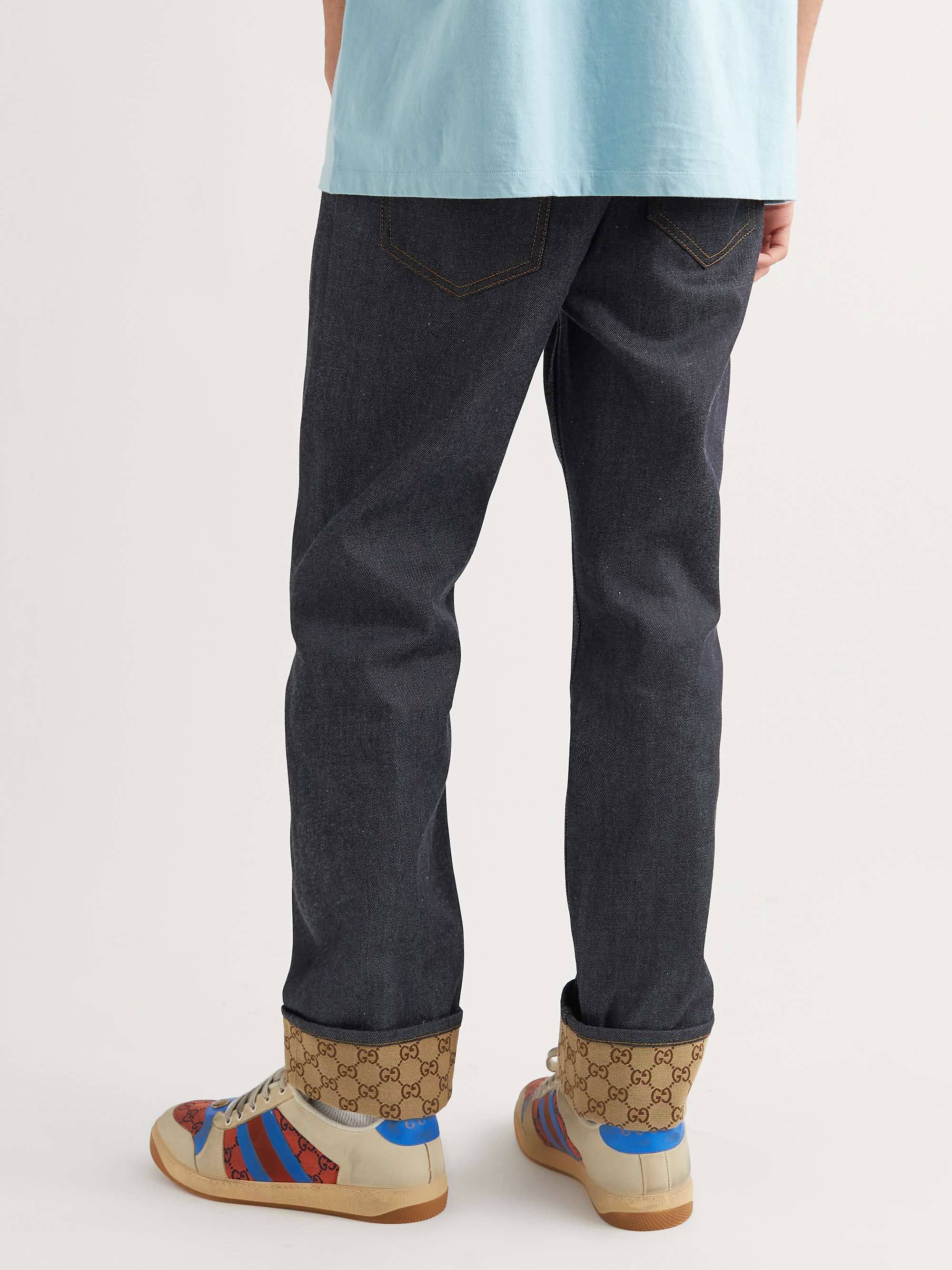 GUCCI Straight-Leg Logo-Jacquard Jeans