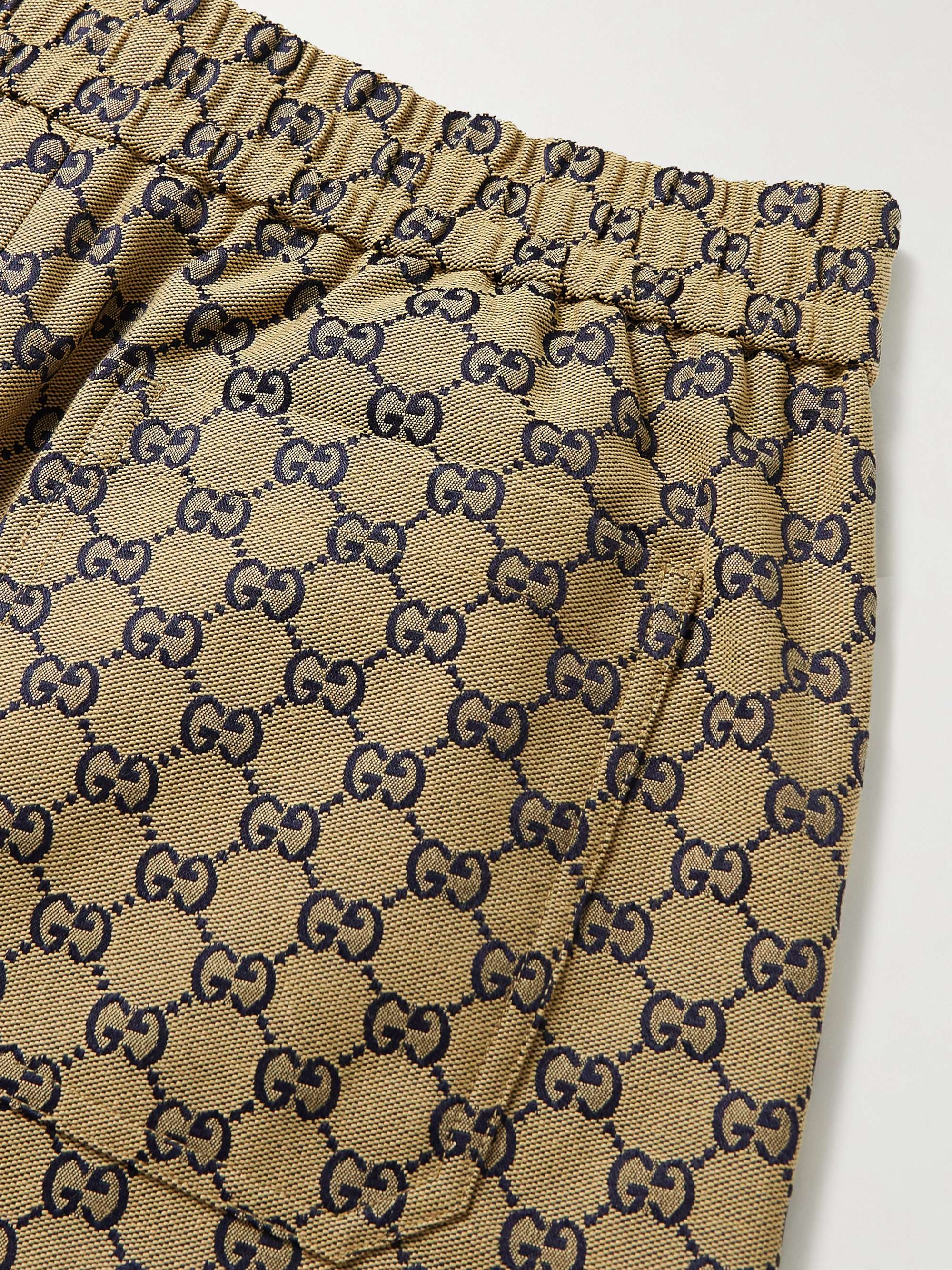 GUCCI Wide-Leg Logo-Jacquard Cotton-Blend Drawstring Shorts