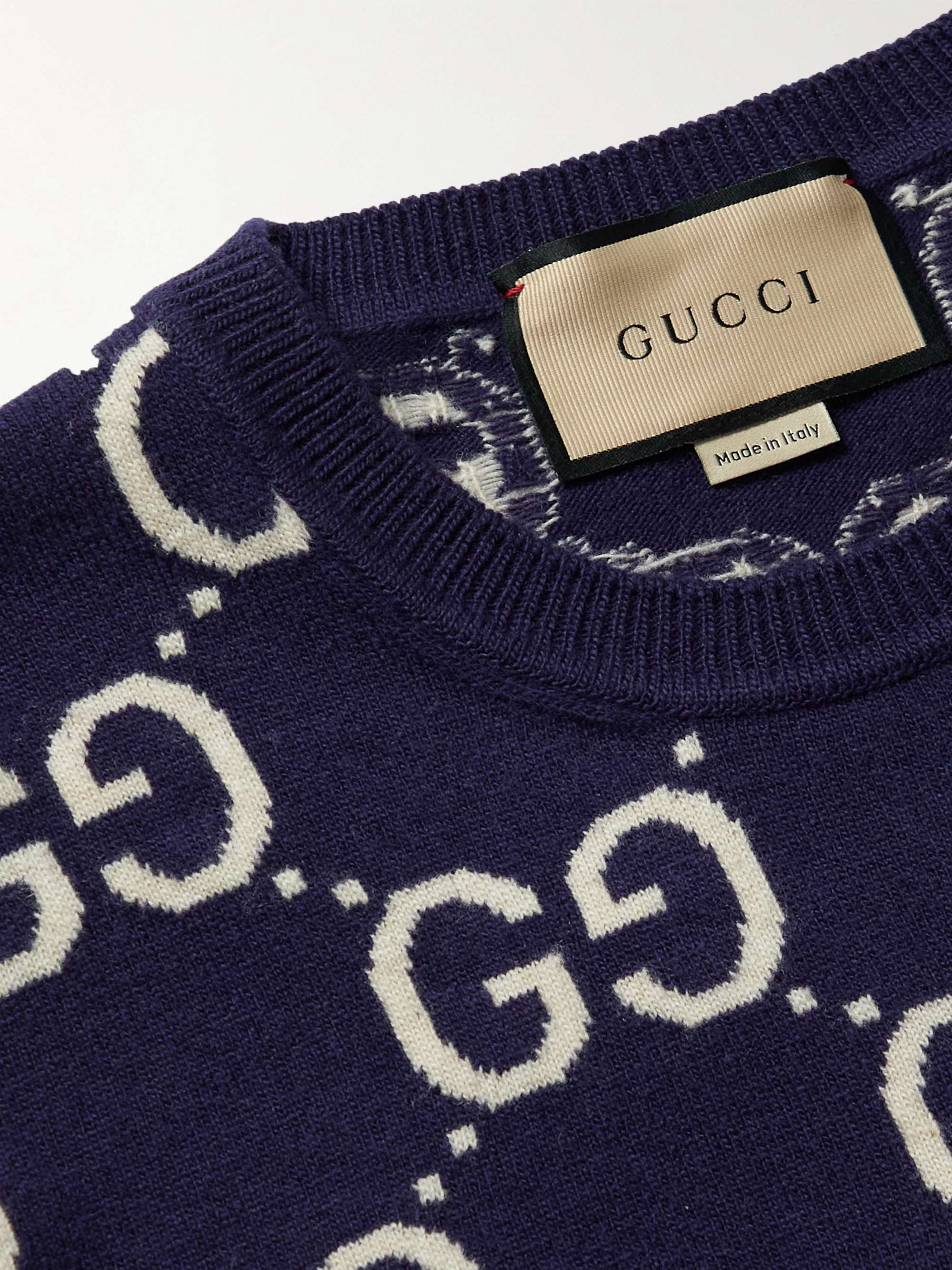 GUCCI Logo-Jacquard Wool Sweater