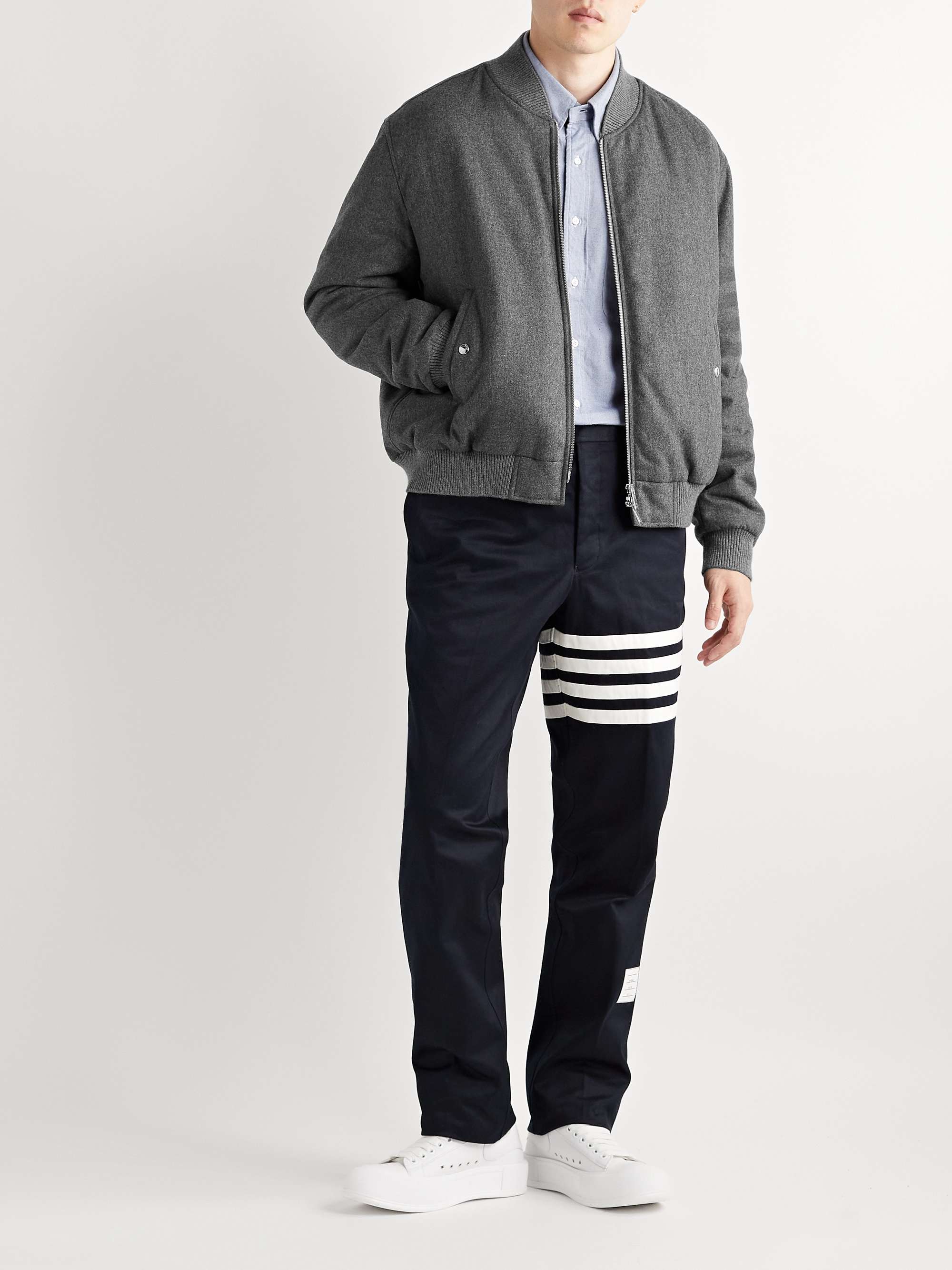 THOM BROWNE Wool and Cashmere-Blend Down Bomber Jacket