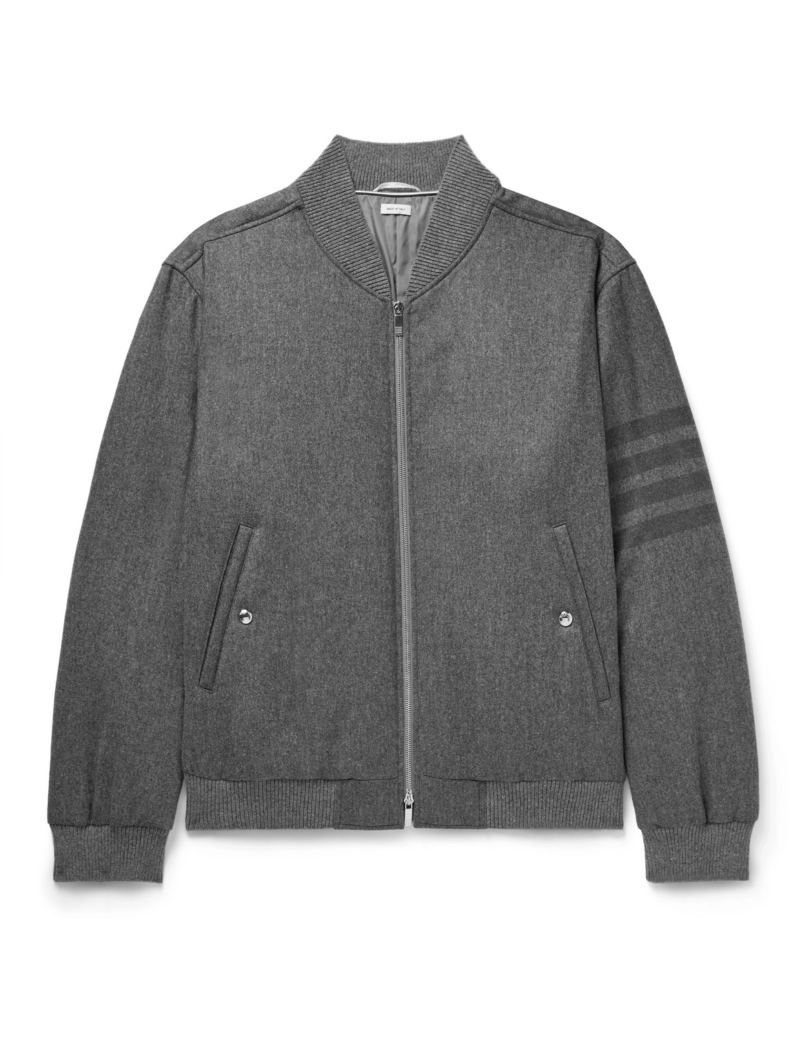 THOM BROWNE WOOL AND CASHMERE-BLEND DOWN BOMBER JACKET