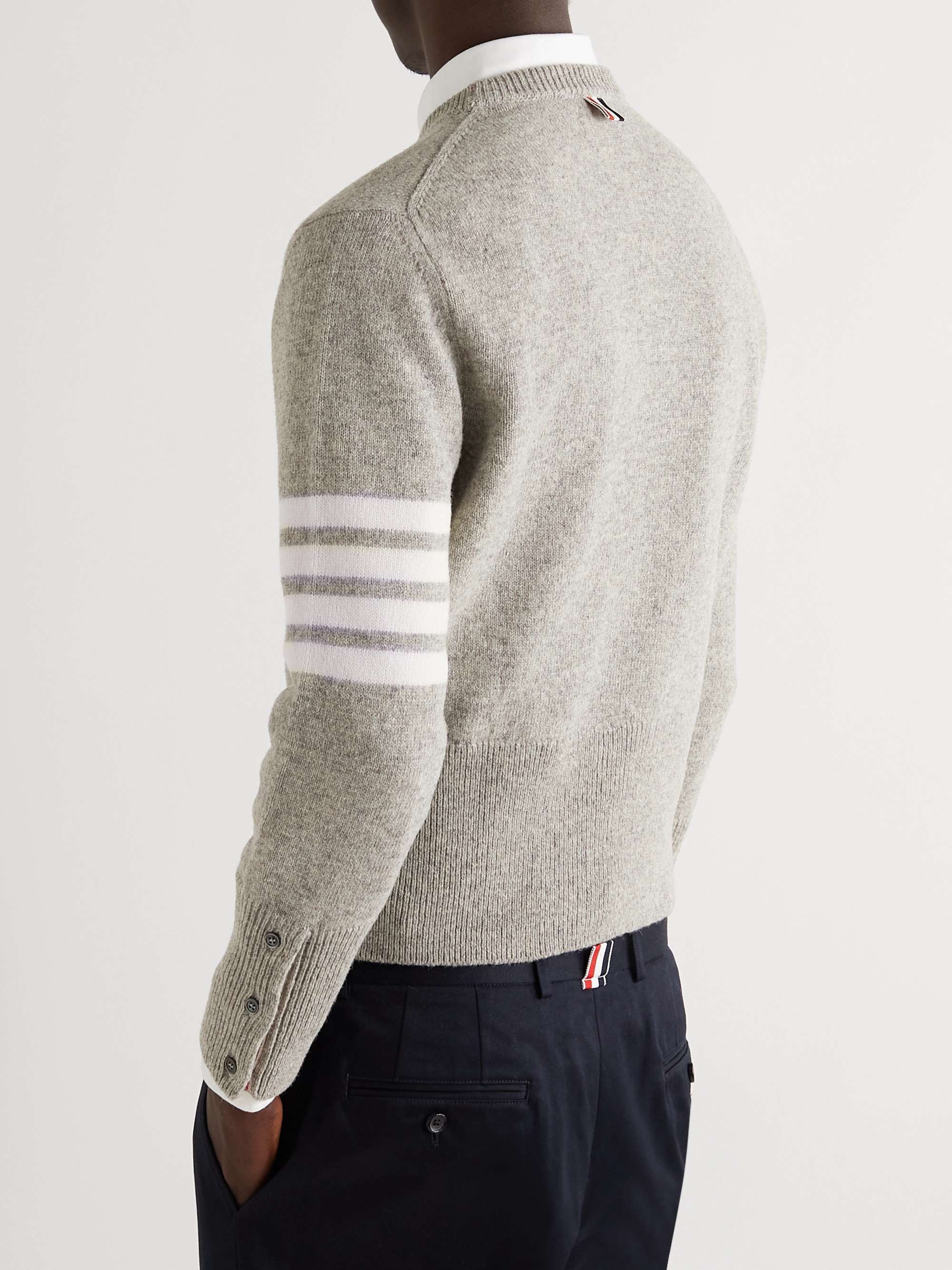 THOM BROWNE Slim-Fit Striped Mélange Wool Sweater