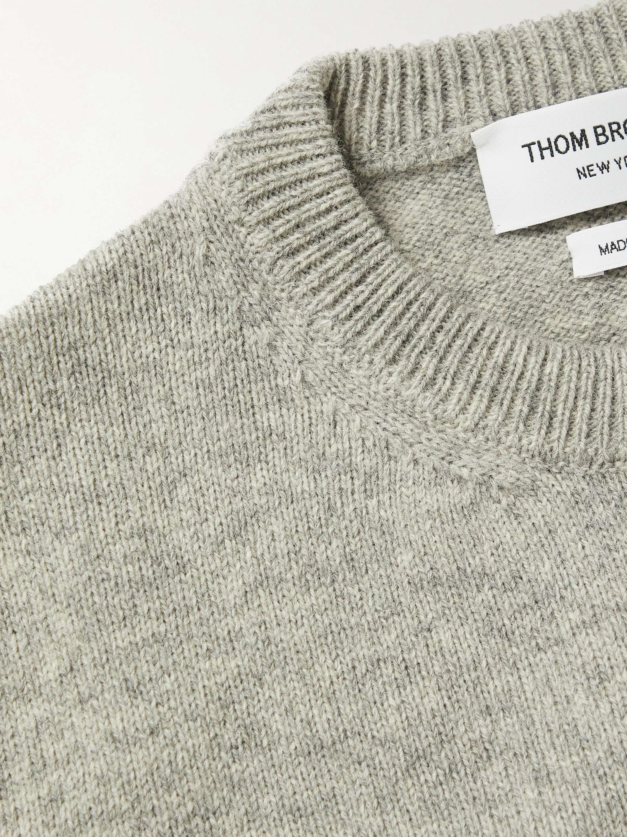 THOM BROWNE Slim-Fit Striped Mélange Wool Sweater