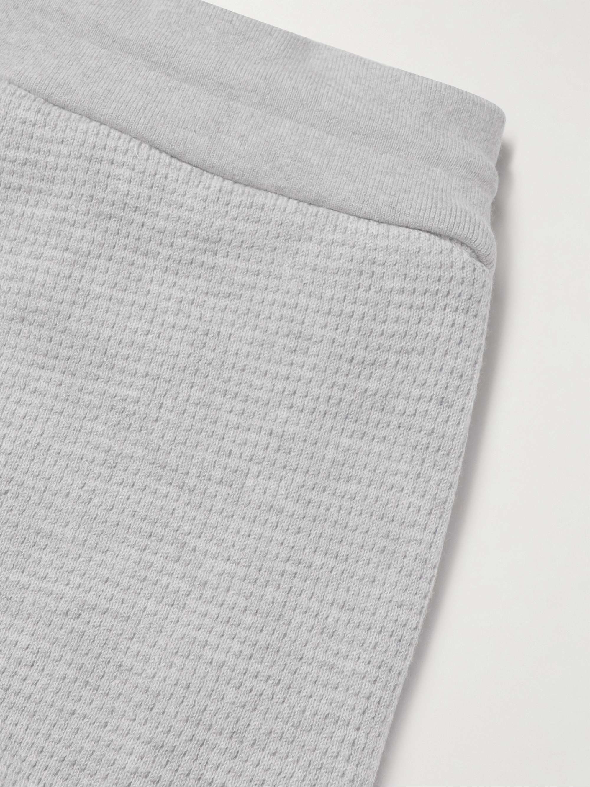THOM BROWNE Tapered Striped Waffle-Knit Cashmere and Wool-Blend Sweatpants