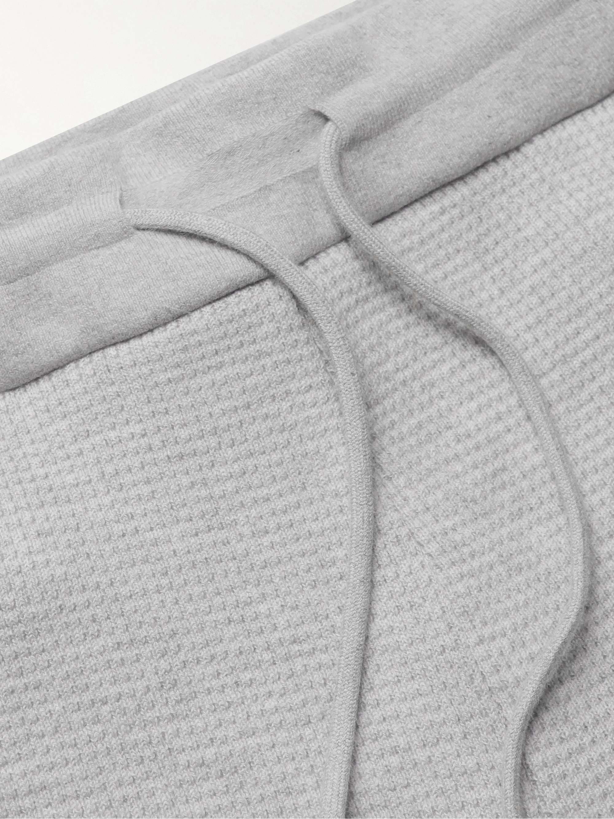 THOM BROWNE Tapered Striped Waffle-Knit Cashmere and Wool-Blend Sweatpants