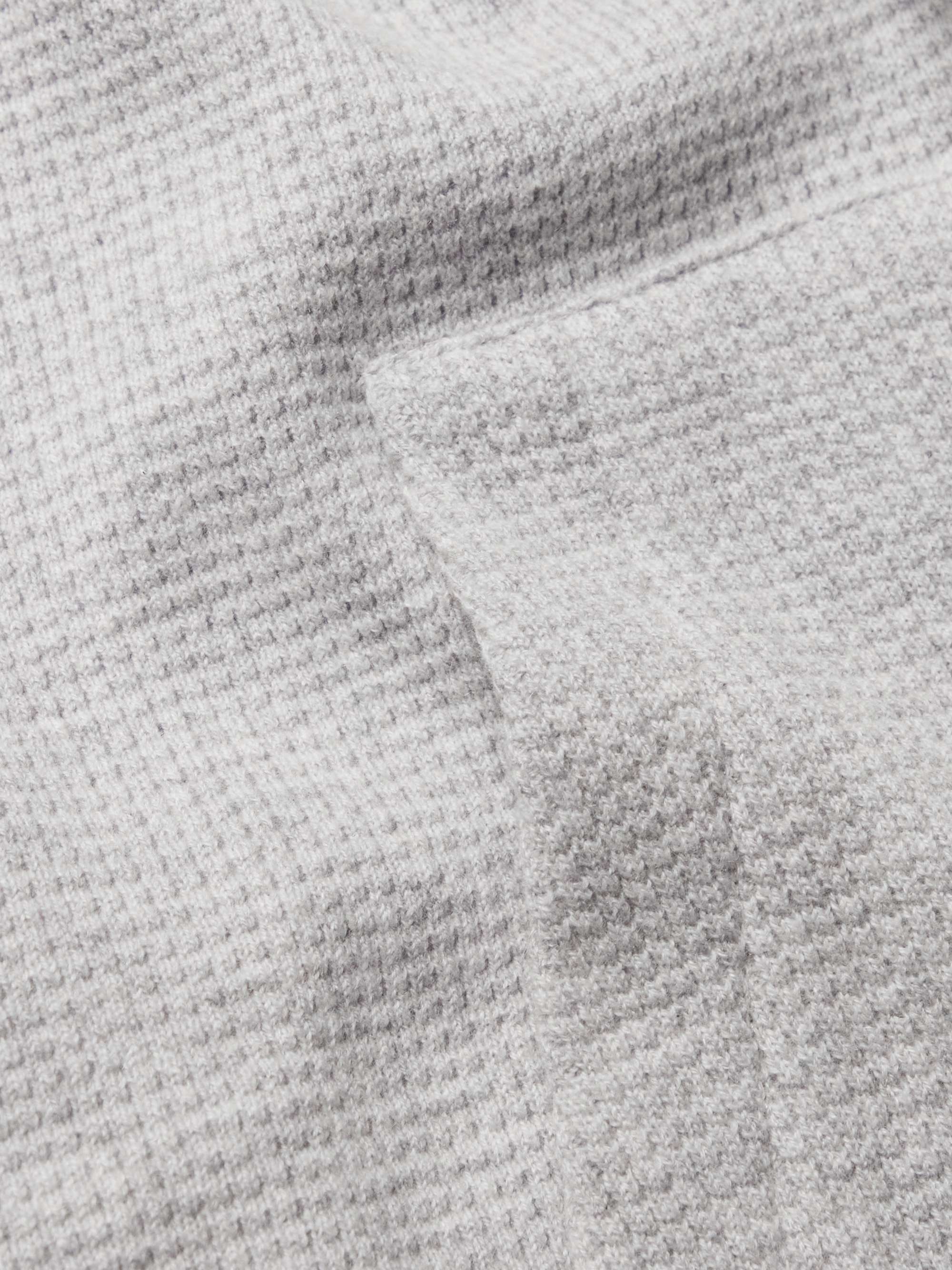 THOM BROWNE Striped Waffle-Knit Cashmere and Wool-Blend Hoodie