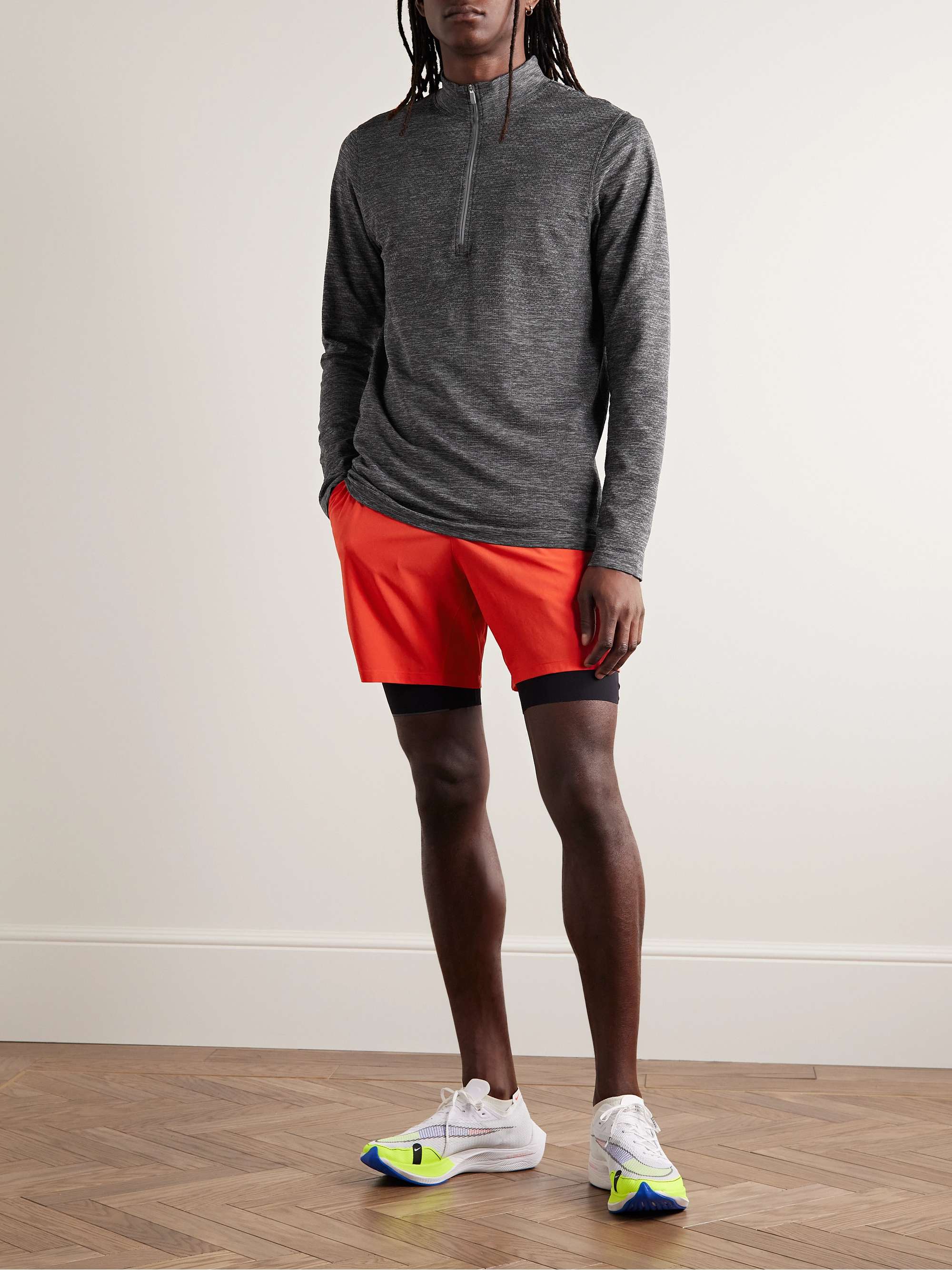 LULULEMON Metal Vent Slim-Fit Mesh and Stretch-Jersey Half-Zip Top