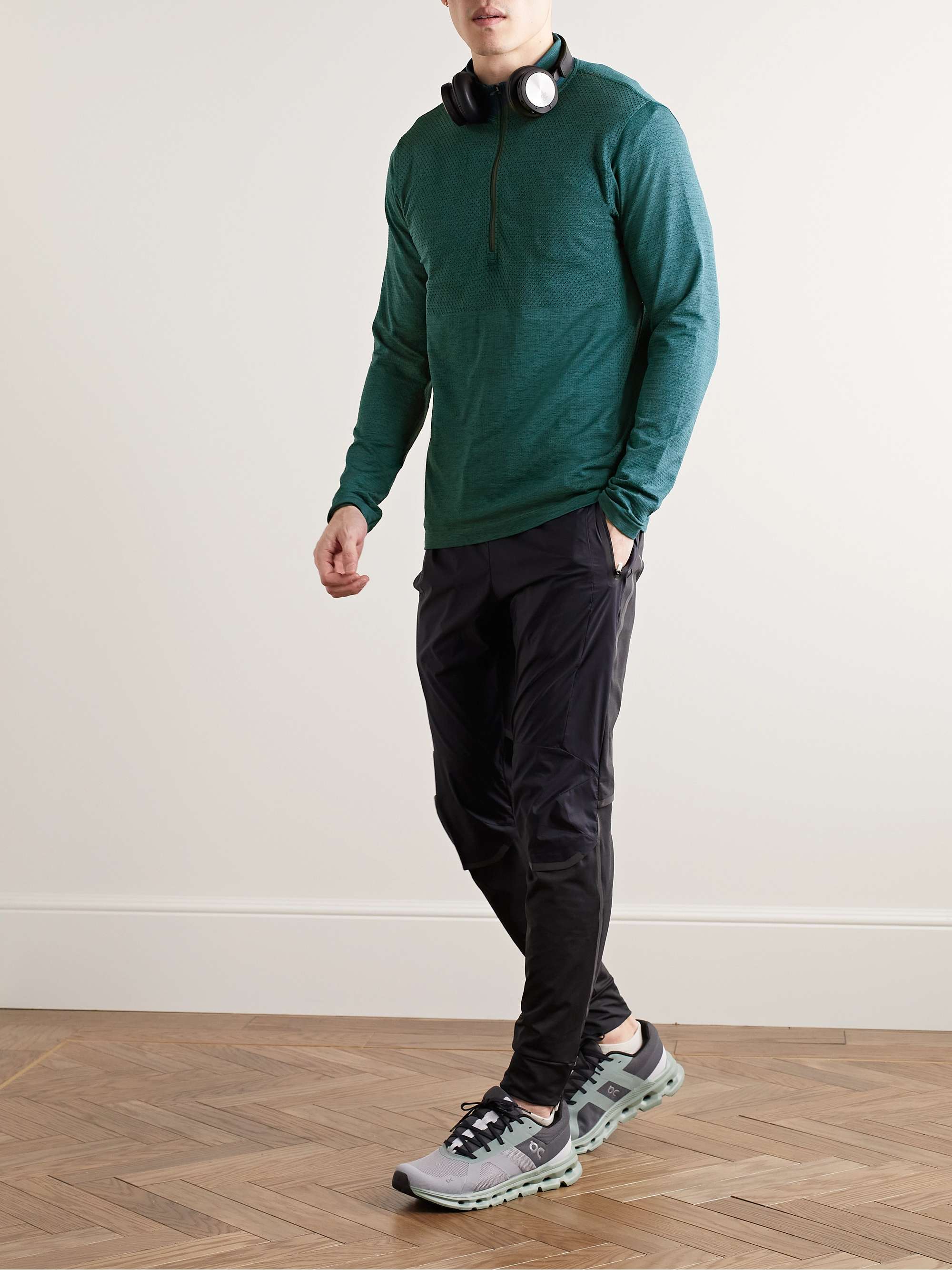 LULULEMON Metal Vent Slim-Fit Mesh and Stretch-Jersey Half-Zip Top