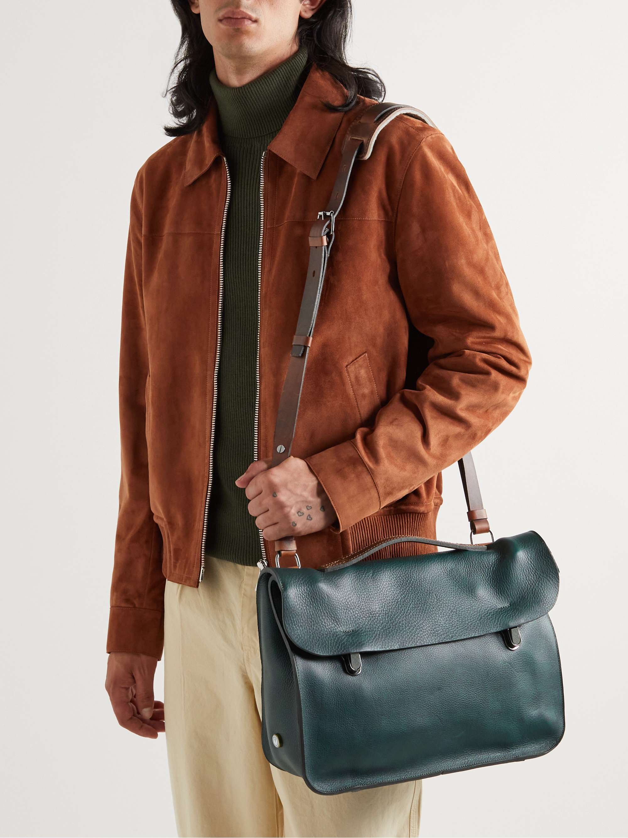 BLEU DE CHAUFFE Groucho Full-Grain Leather Briefcase