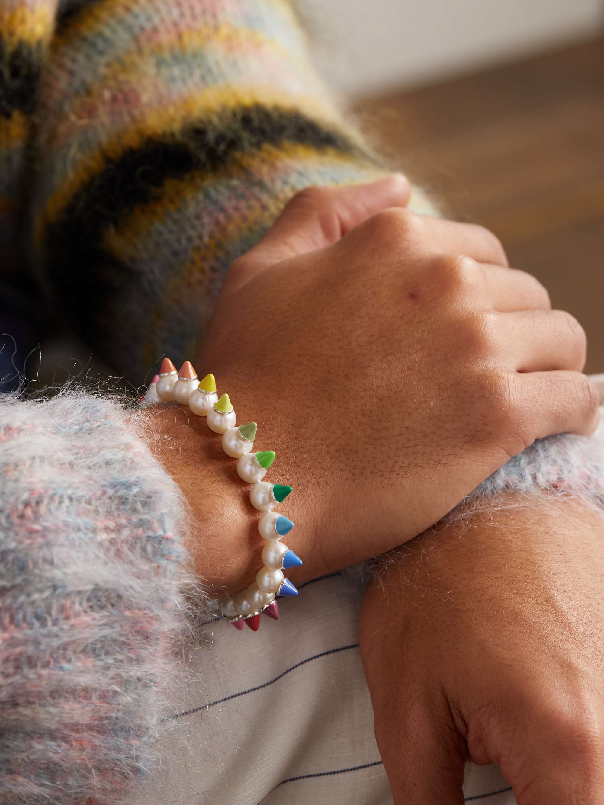 FRY POWERS Silver, Pearl and Enamel Bracelet