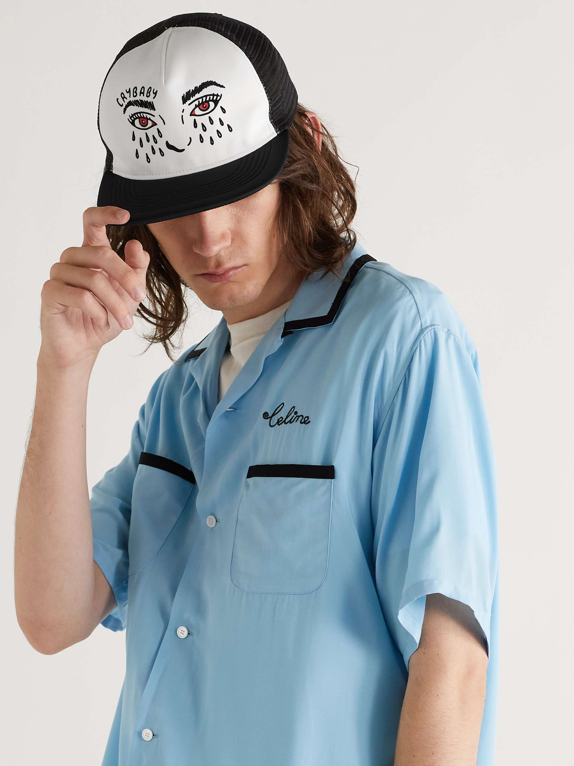 CELINE HOMME Cry Baby Printed Twill and Mesh Trucker Hat