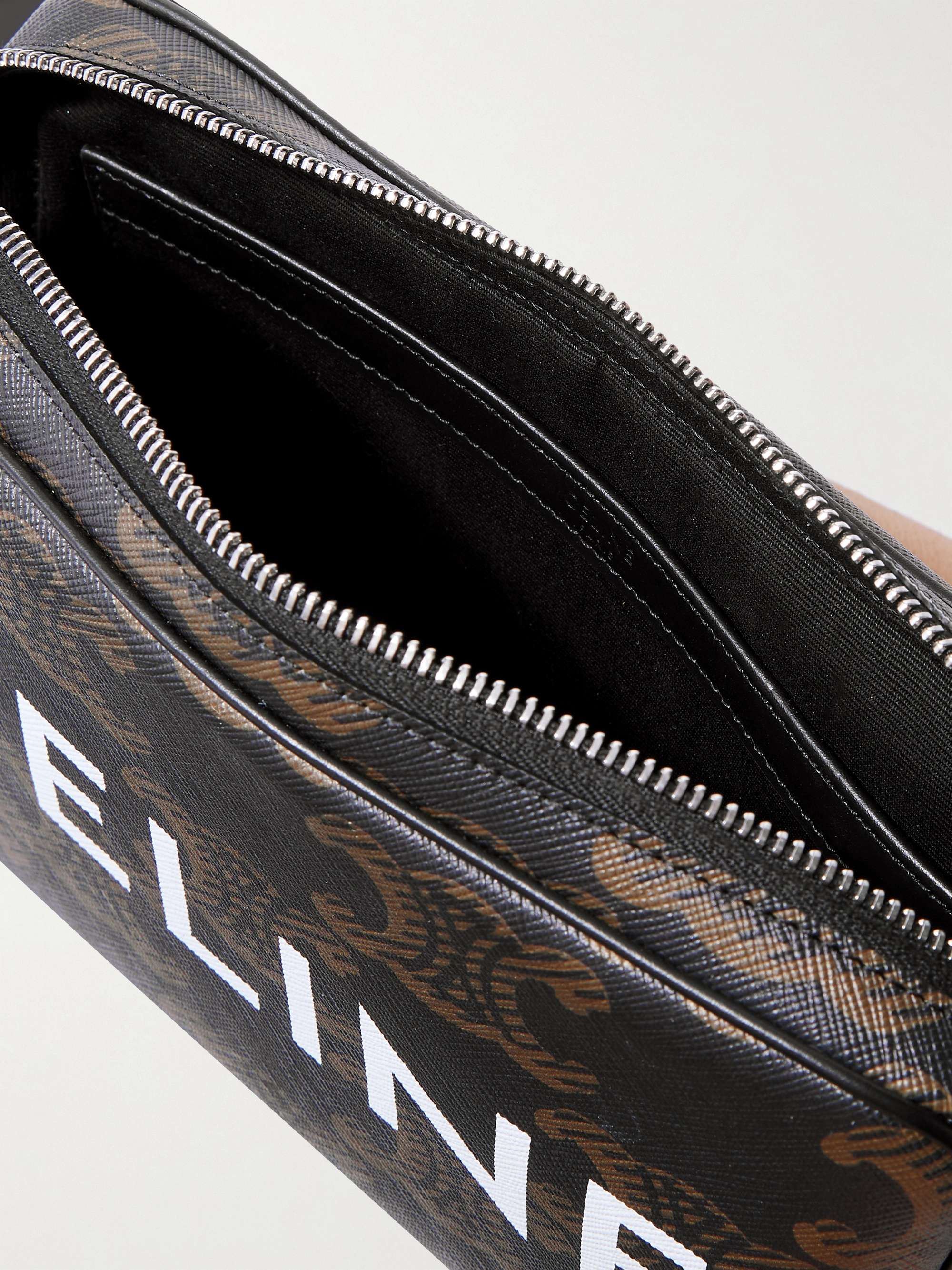 CELINE HOMME Triomphe Leather-Trimmed Logo-Print Coated-Canvas Messenger Bag