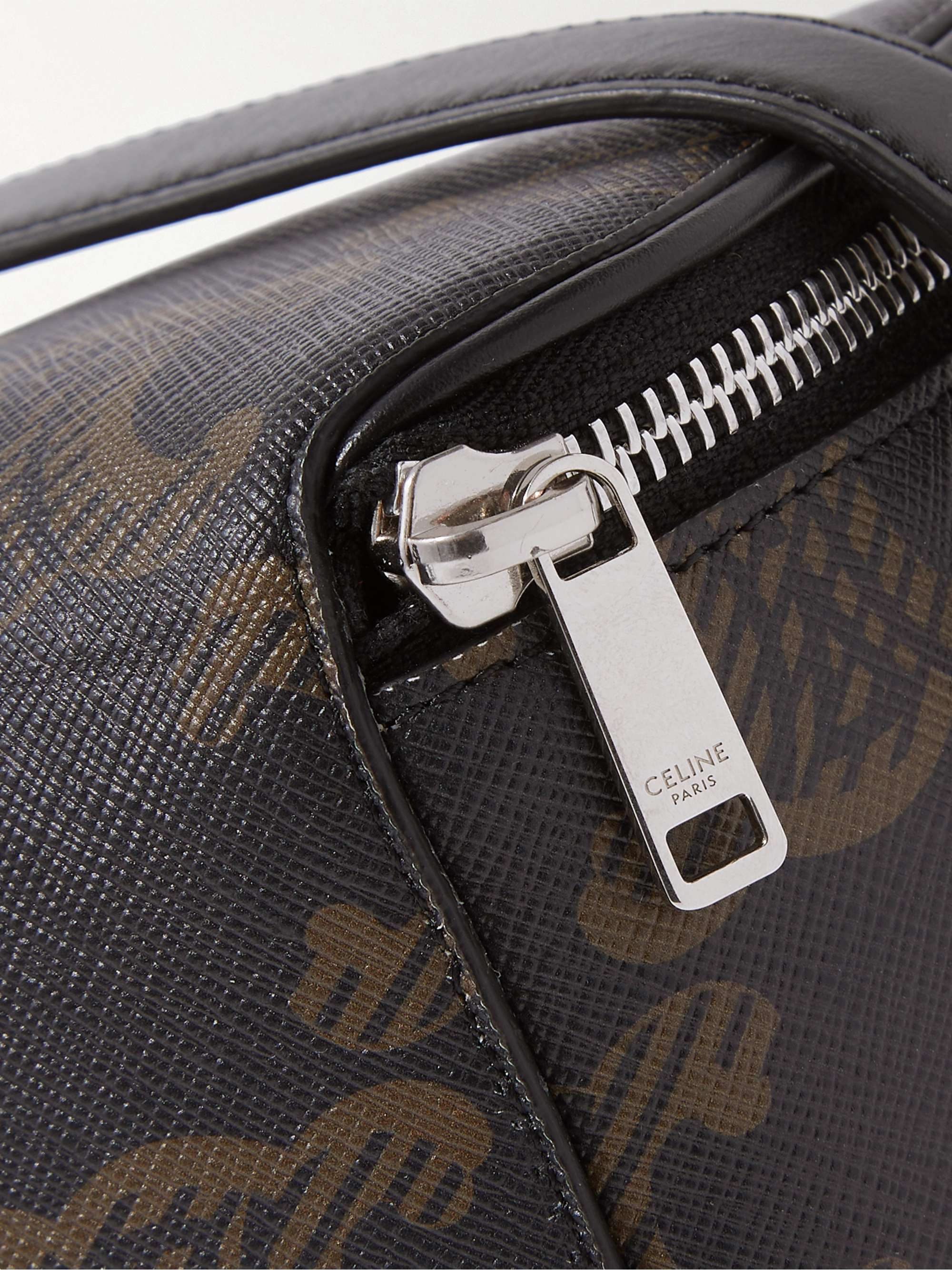 CELINE HOMME Boite Triomphe Leather-Trimmed Logo-Print Coated-Canvas Messenger Bag