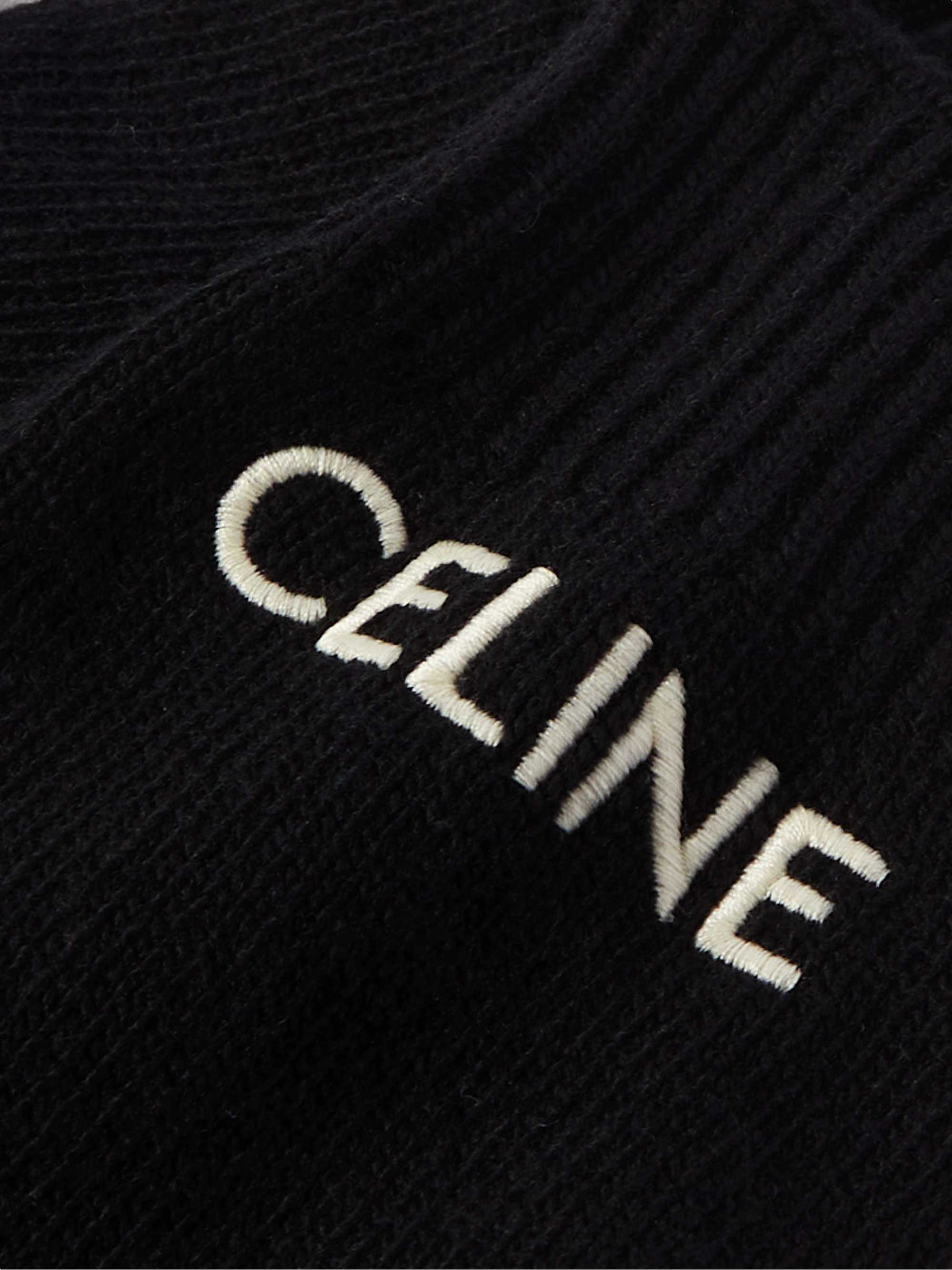 Celine Homme Men's Logo-Embroidered Wool Gloves