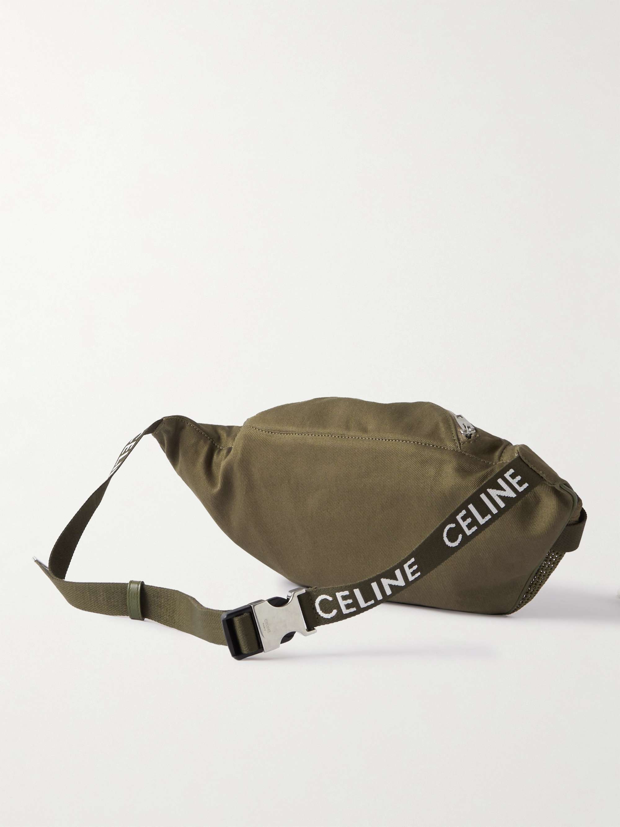 CELINE HOMME Logo-Print Cotton-Gabardine and Mesh Belt Bag