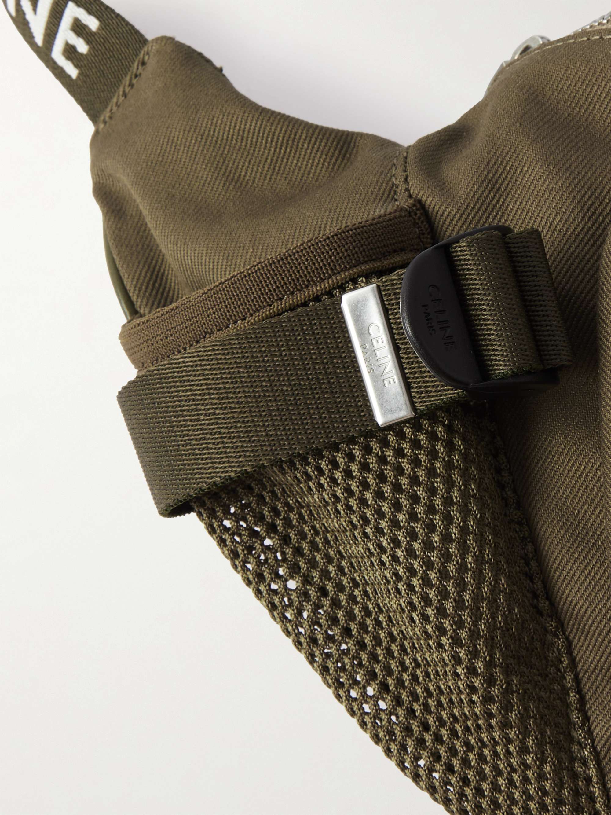 CELINE HOMME Logo-Print Cotton-Gabardine and Mesh Belt Bag