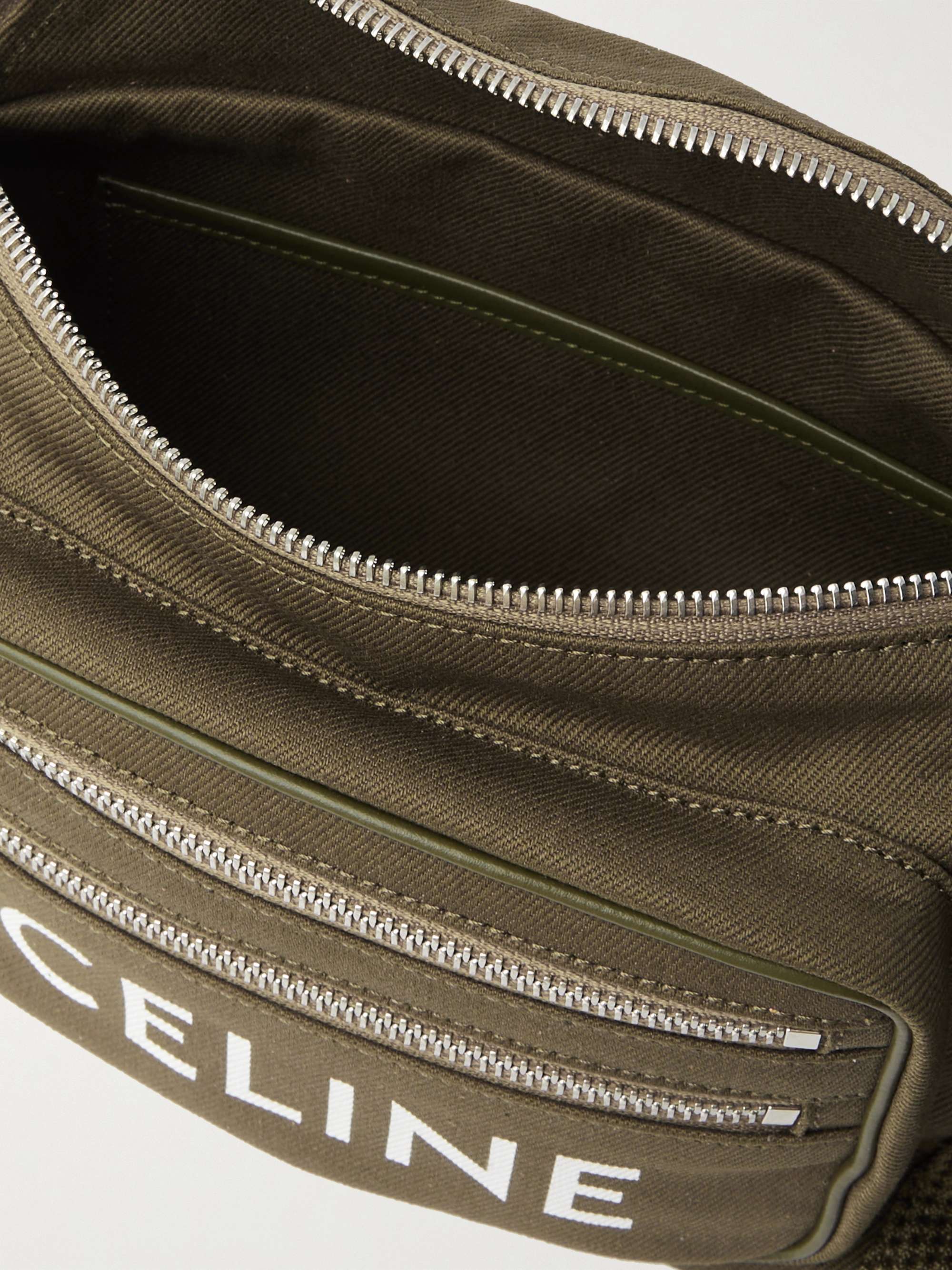 CELINE HOMME Logo-Print Cotton-Gabardine and Mesh Belt Bag